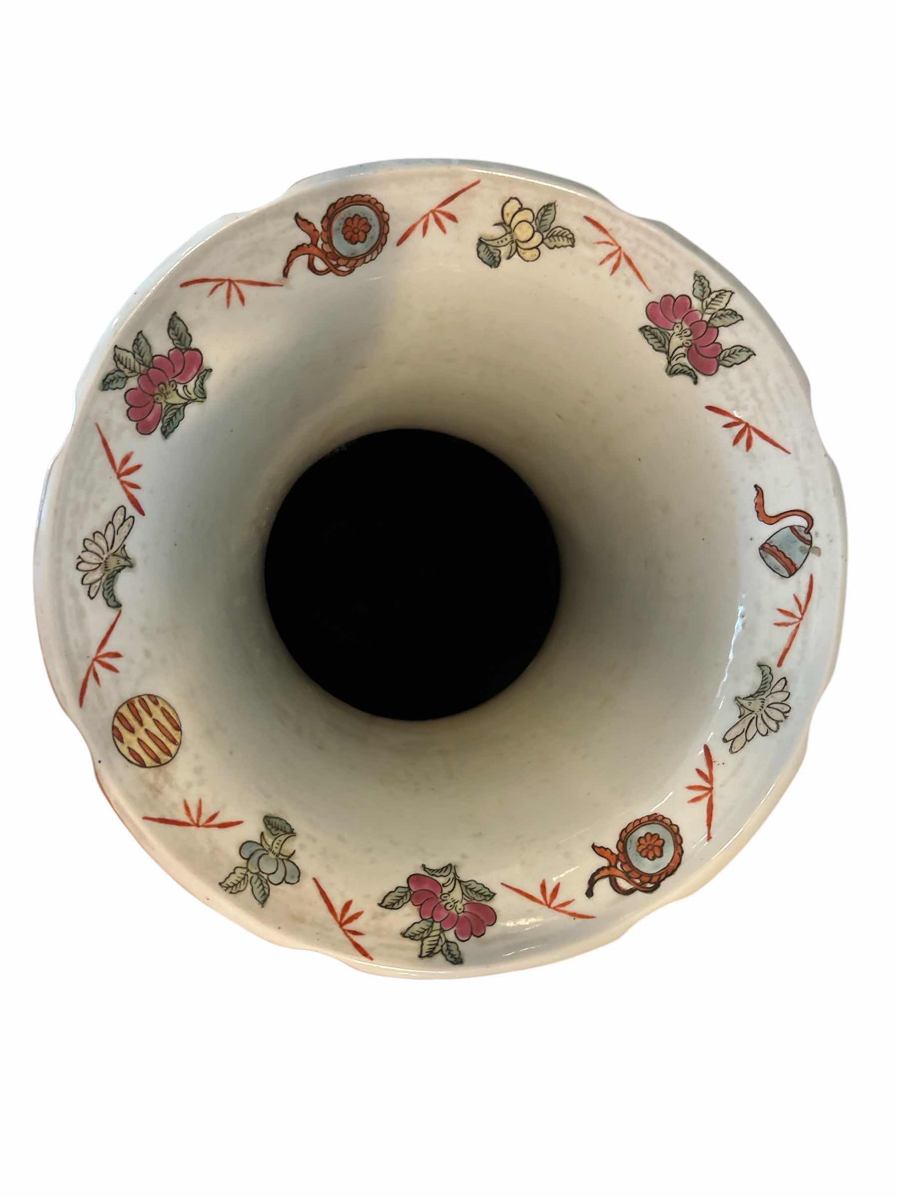 Photo 1 of CHINESE HAND PAINTED ROSE MEDALLION TEMPLE PORCELAIN FLOOR VASE H38”