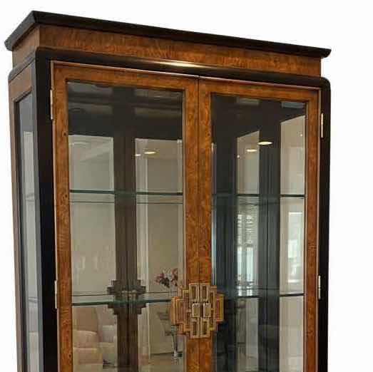 Photo 1 of RAYMOND SOBOTA CHIN HUA BURL-WOOD ILLUMINATED DISPLAY CURIO CABINET 41.5”X16”XH82”