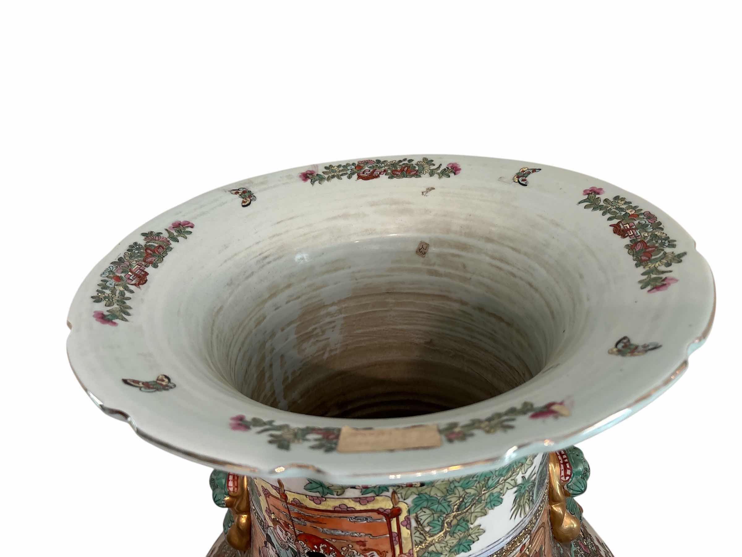 Photo 1 of MONUMENTAL CHINESE FAMILLE ROSE MEDALLION FLOOR VASE WOTH WOOD STAND H64”