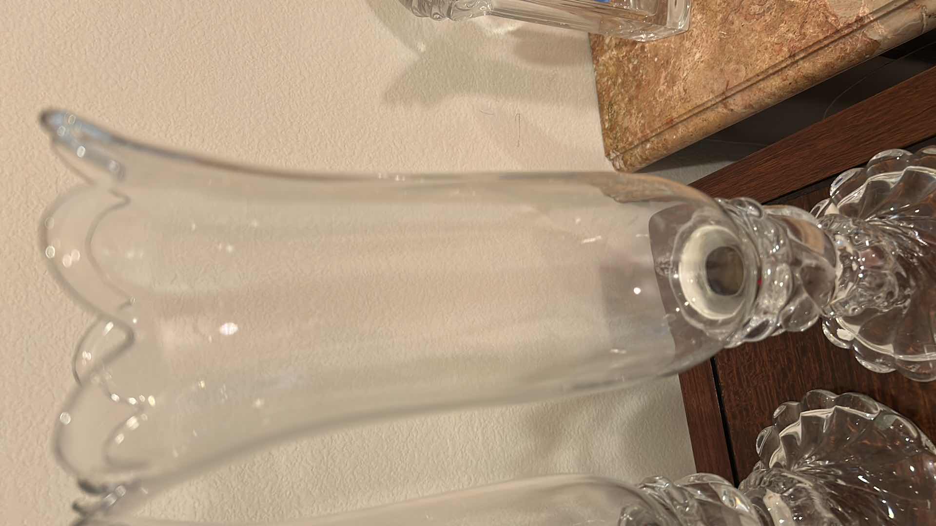 Photo 1 of 2- BACCARAT CRYSTAL HURRICANE HOLDERS H 16"