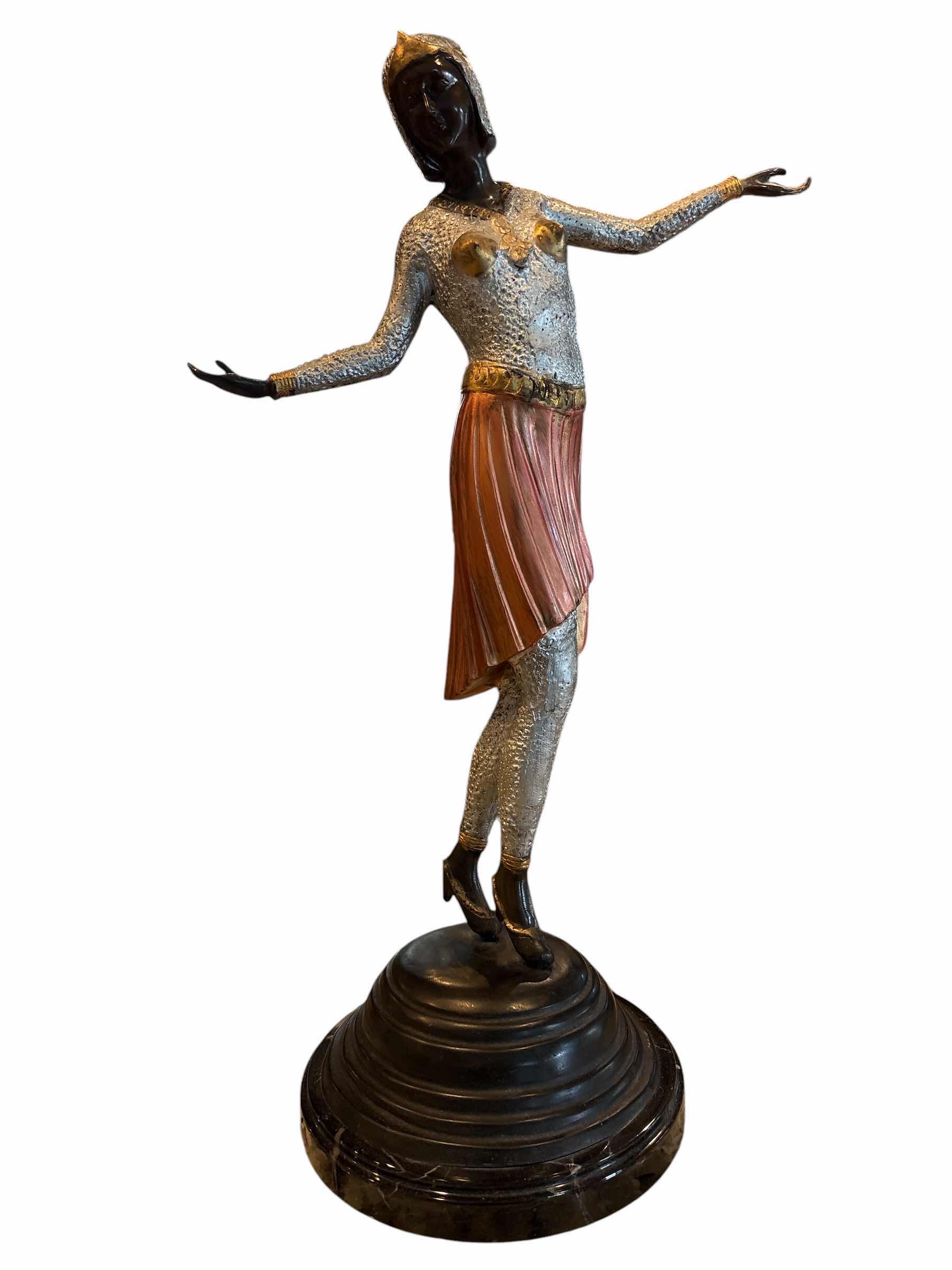 Photo 1 of DEMETRE CHIPARUS WOMAN FLAPPER DANCING STATUE ON STAND H21”