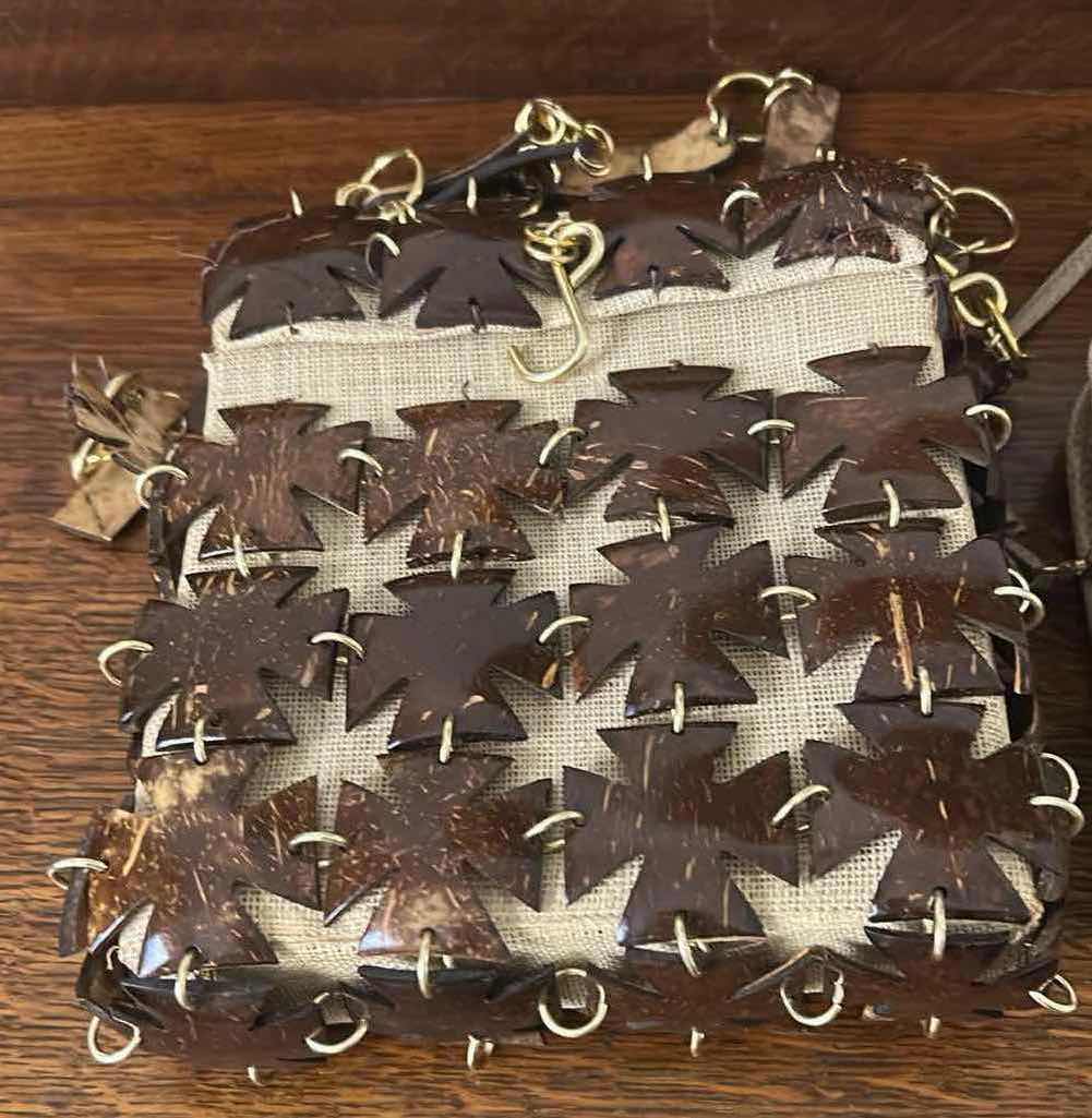 Photo 1 of COCONUT PATCHWORK SHELL BAG / PYTHON LEATHER CROSSBODY/ GRANADA FLORAL BAG
