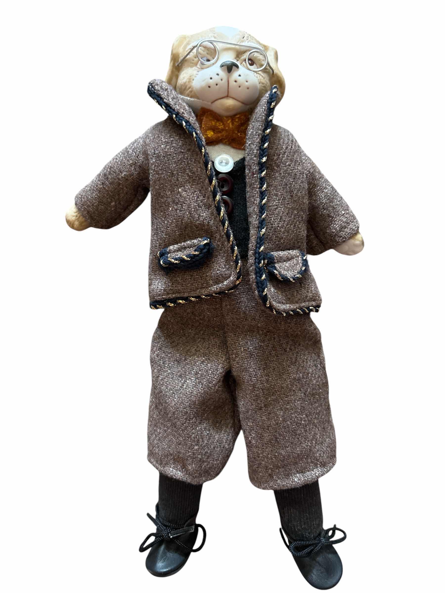 Photo 1 of ANTHROPOMORPHIC VINTAGE LOUIS NICHOLE DOLL 1984 DOG CLOTHING GLASSES 11" TALL