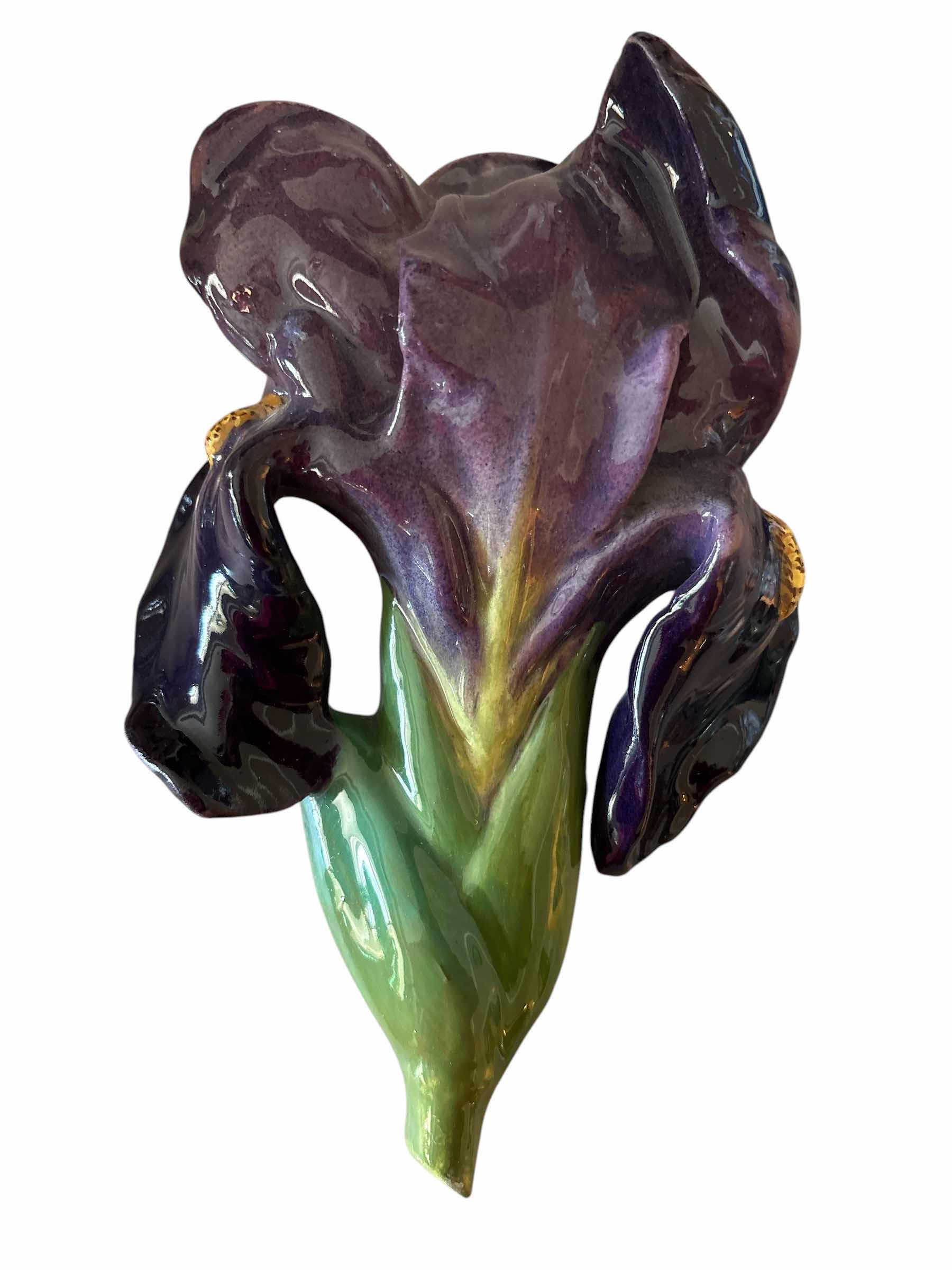 Photo 1 of JEROME MASSIER IRIS POCKET WALL VASE STAMPED H9.5”