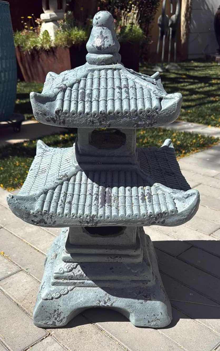 Photo 1 of JAPANESE STYLE BLUE GREY PLASTERED GARDEN LANTERN H21” W13”