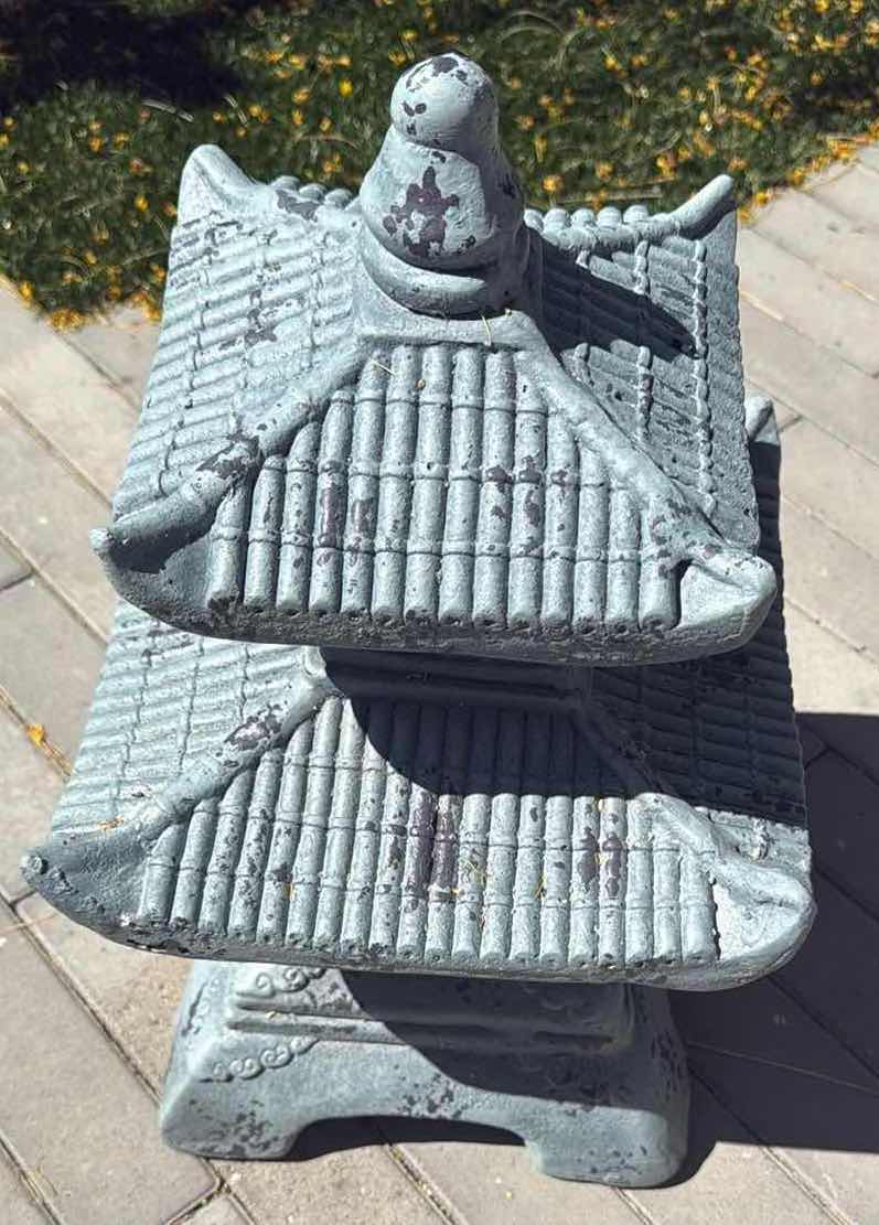 Photo 1 of JAPANESE STYLE BLUE GREY PLASTERED GARDEN LANTERN H21” W13”