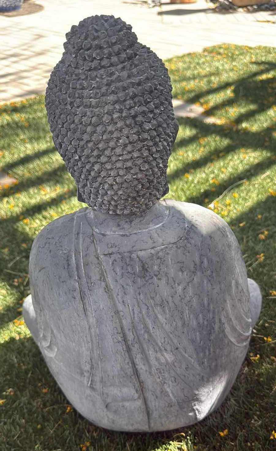 View 3 of BUDDHA GREY BLUE PLASTERED GARDEN SCULPTURE H22” W16”
