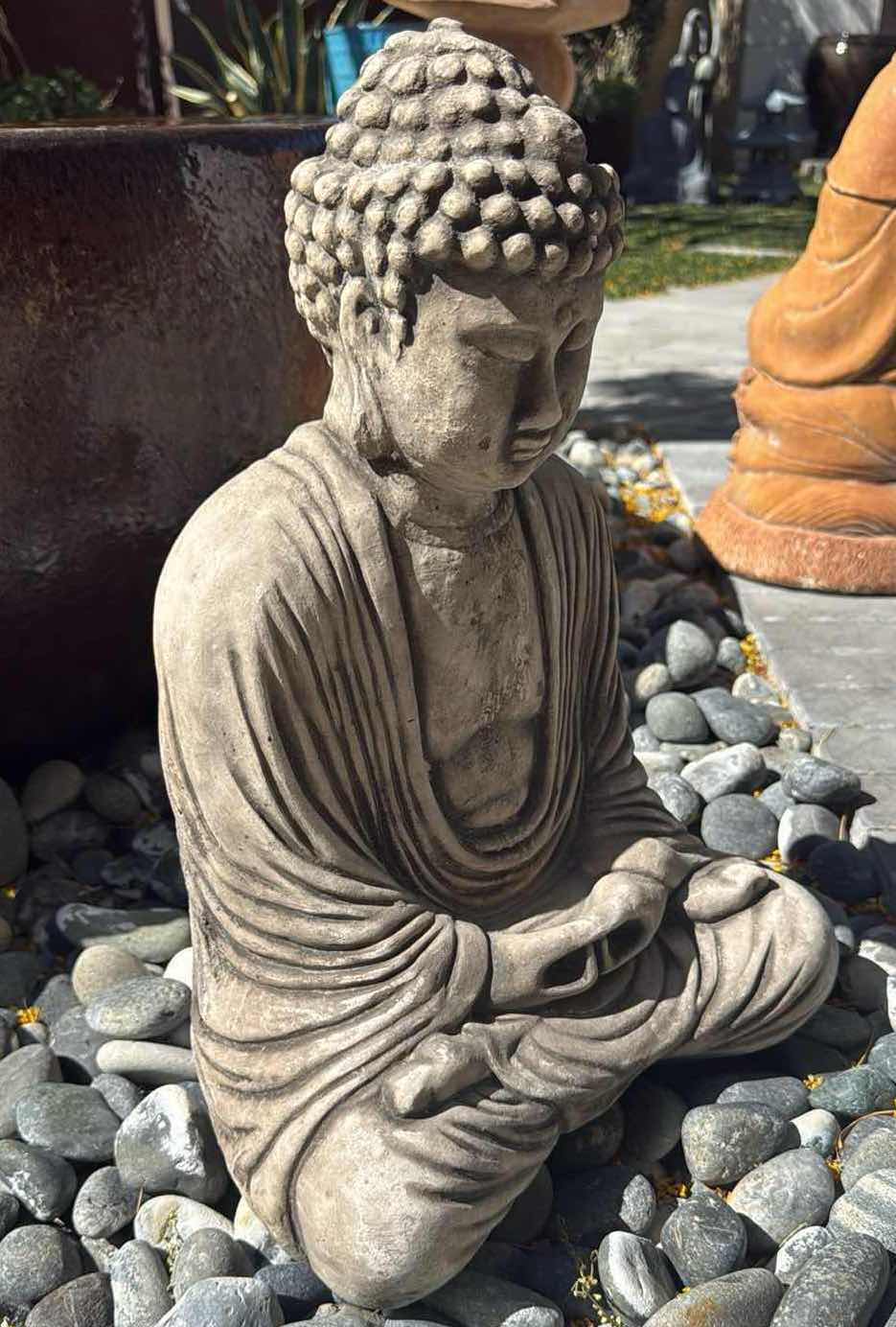 Photo 1 of BUDDHIST CONCRETE GARDEN SCULPTURE H18”