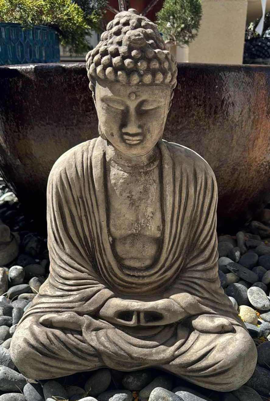 Photo 1 of BUDDHIST CONCRETE GARDEN SCULPTURE H18”
