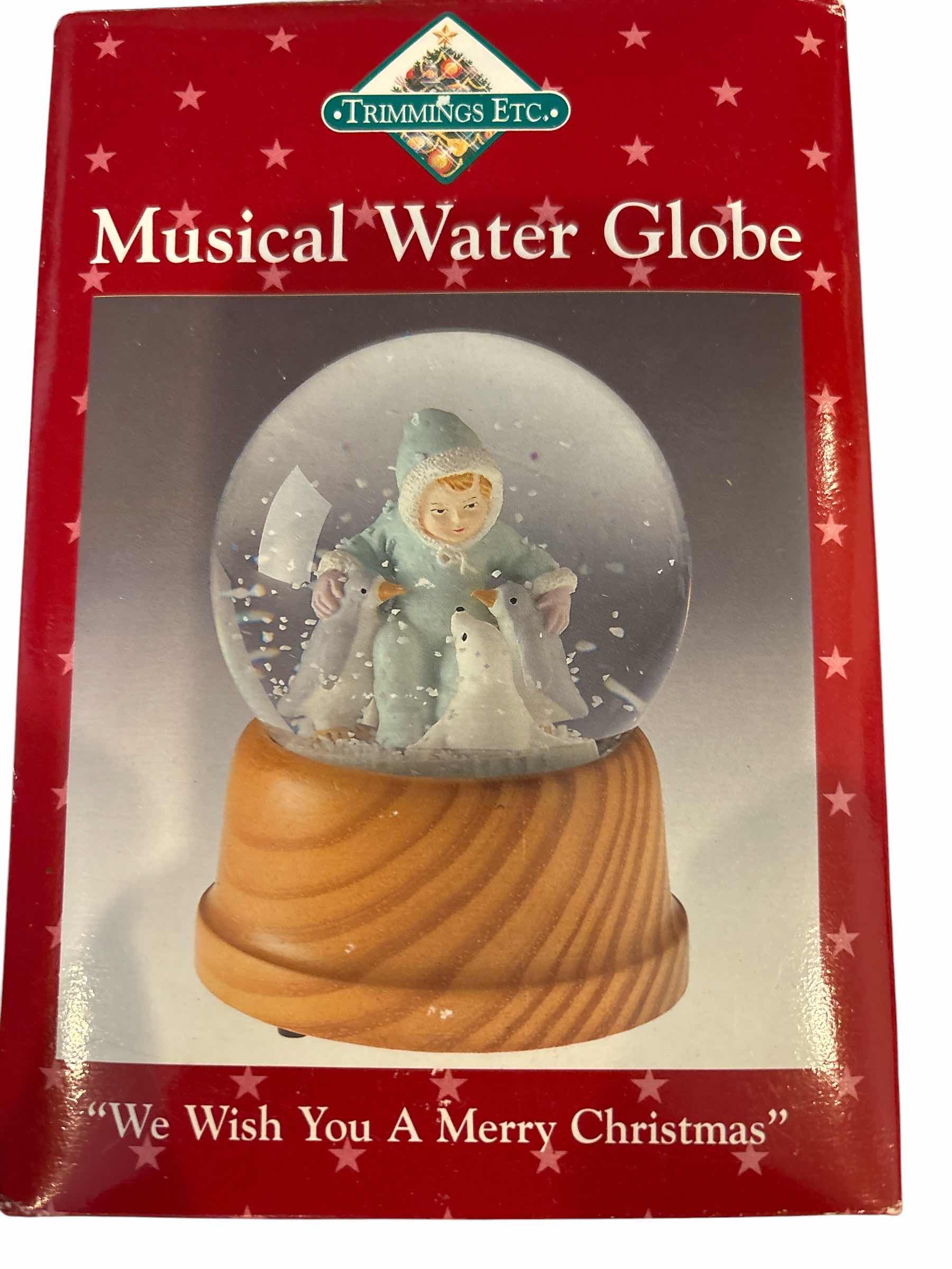 Photo 1 of (3)PCS CHRISTMAS MUSICAL WATER GLOBE ,NUTCRACKER, & VINTAGE WRAPPING PAPER H9”