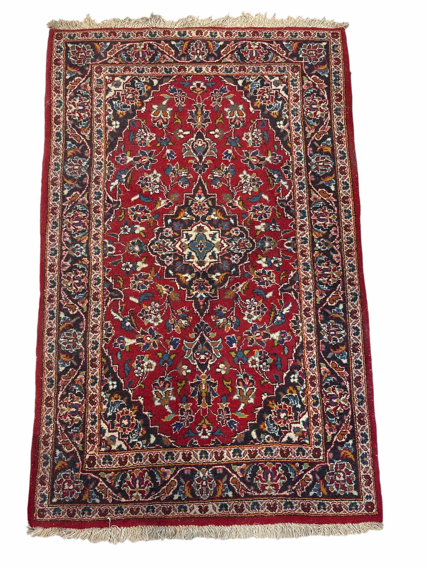 Photo 1 of VINTAGE RED PERSIAN KASHAN HANDMADE RUG FANTASTIC FLORAL 62.5”X40”