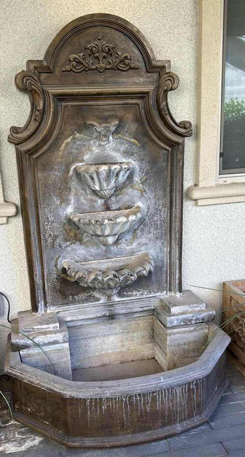 Photo 1 of HEAVY CONCRETE WALL WATER FOUNTAIN W46” H73”