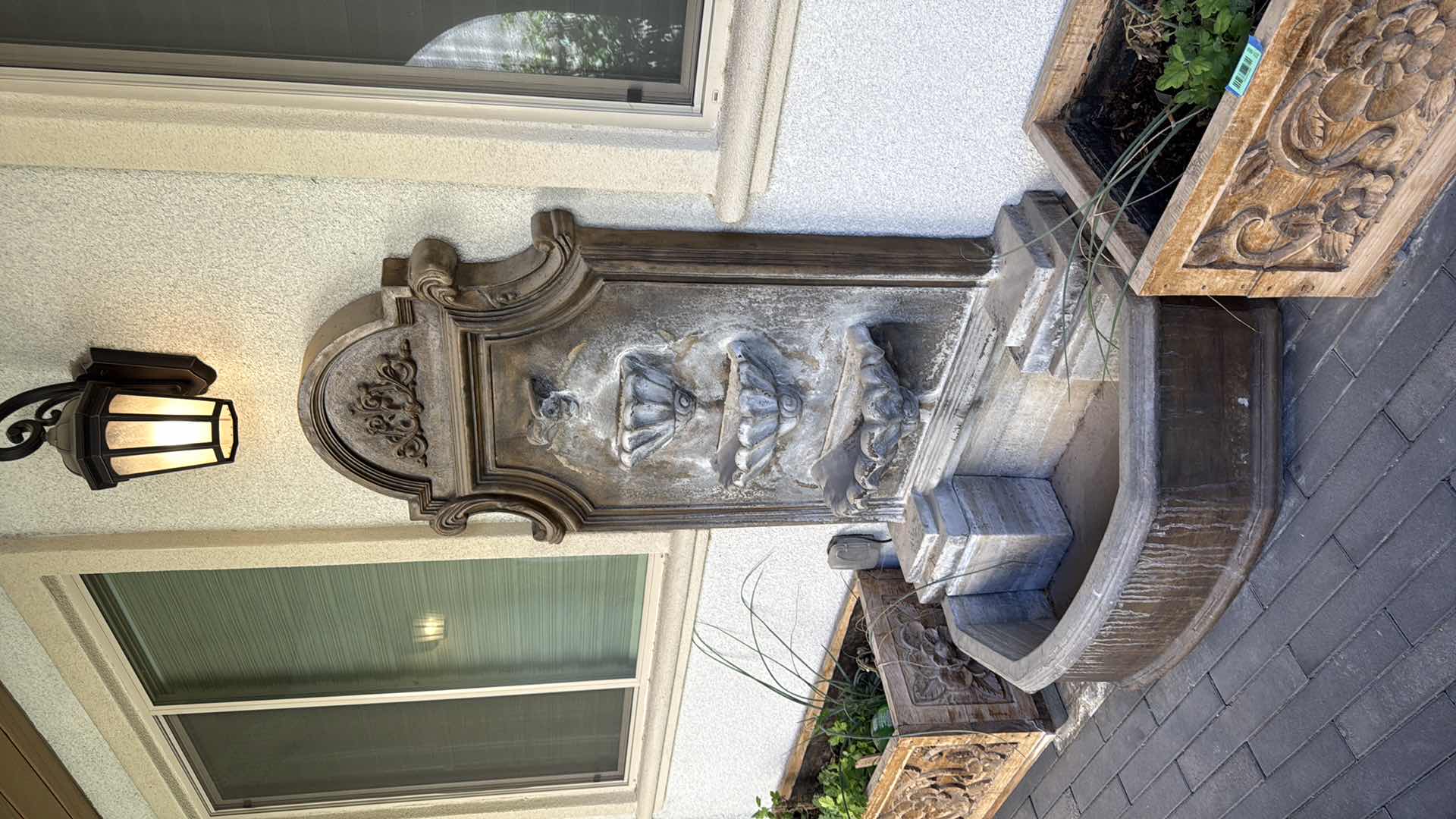 Photo 1 of HEAVY CONCRETE WALL WATER FOUNTAIN W46” H73”