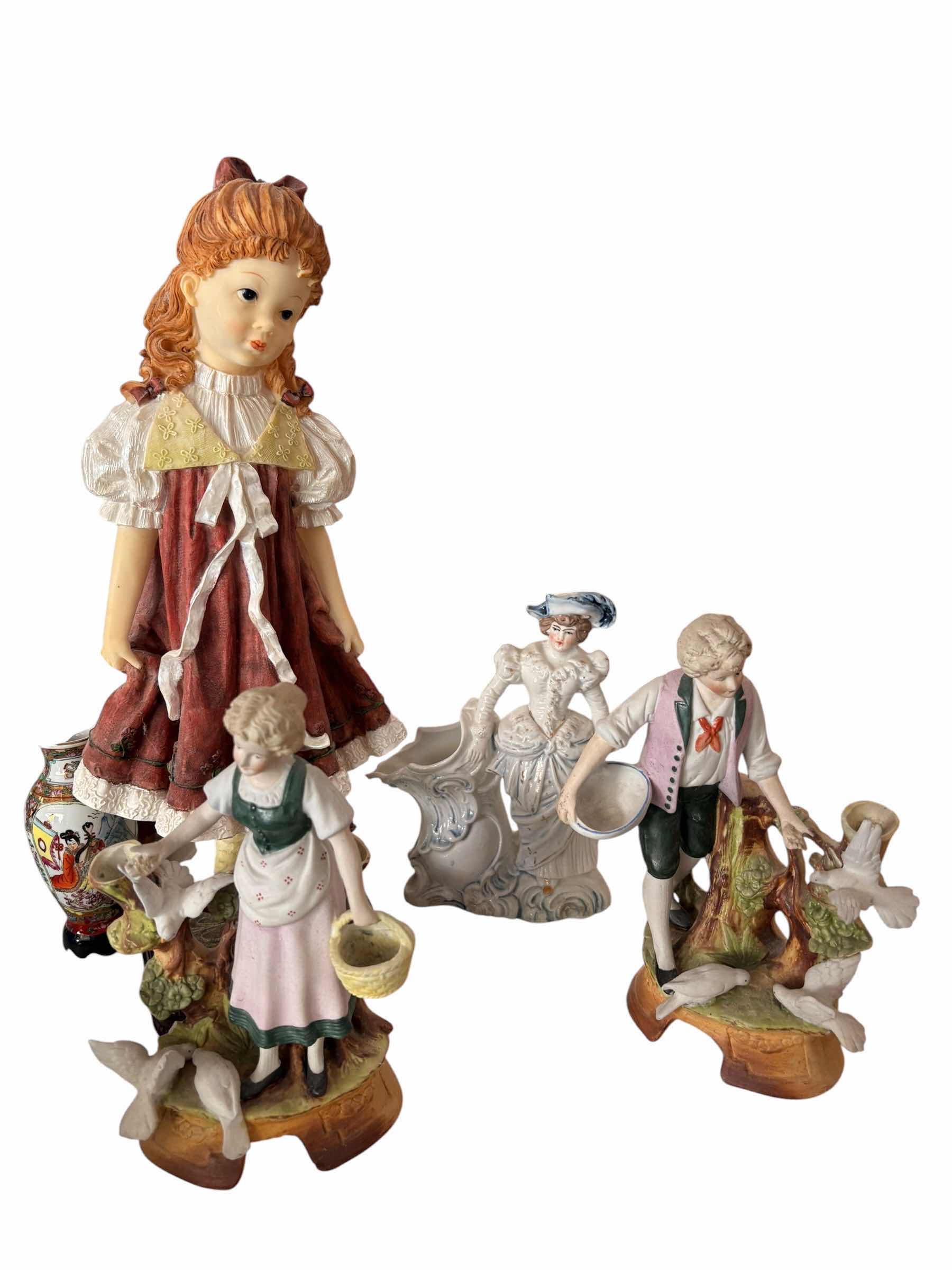 Photo 1 of (4)PCS PORCELAINPASTORAL FIGURINES H9”
