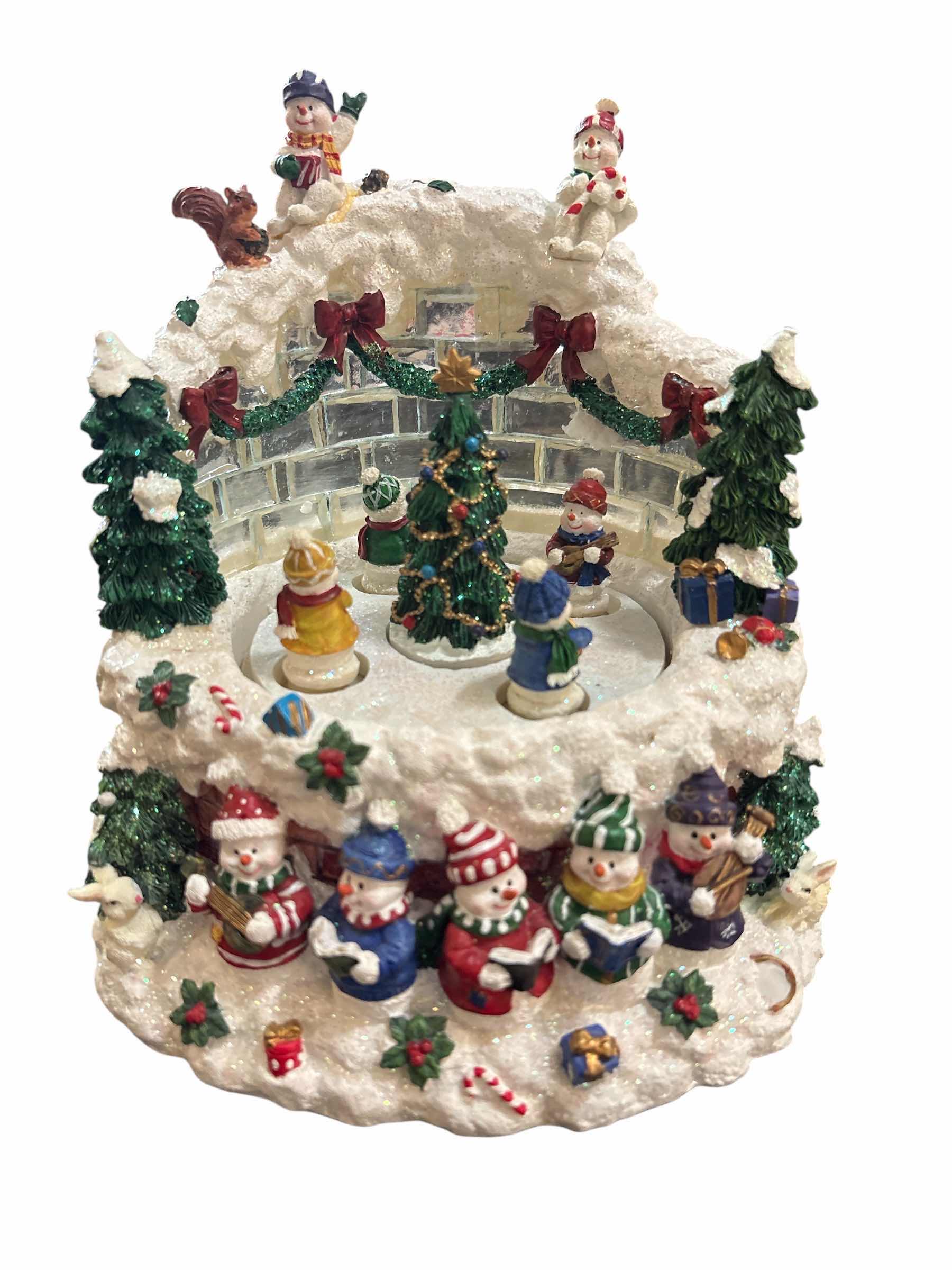 Photo 1 of DOUBLE ROTATION SNOWMAN FIGURINE 2000 IN ORIGINAL BOX H8”
