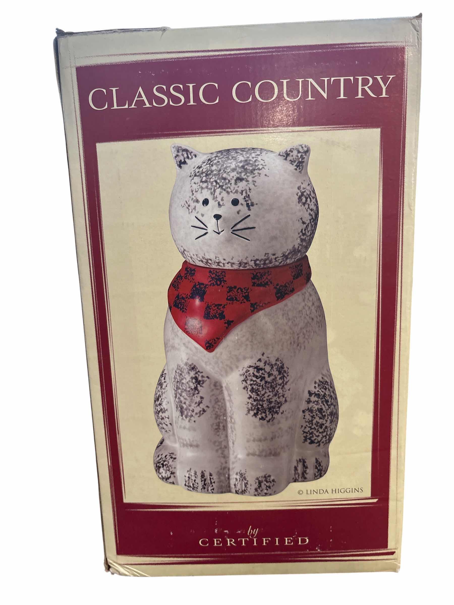 Photo 1 of VINTAGE CERTIFIED INTERNATIONAL CLASSIC COUNTRY CAT W RED BANDANA COOKIE JAR H11”