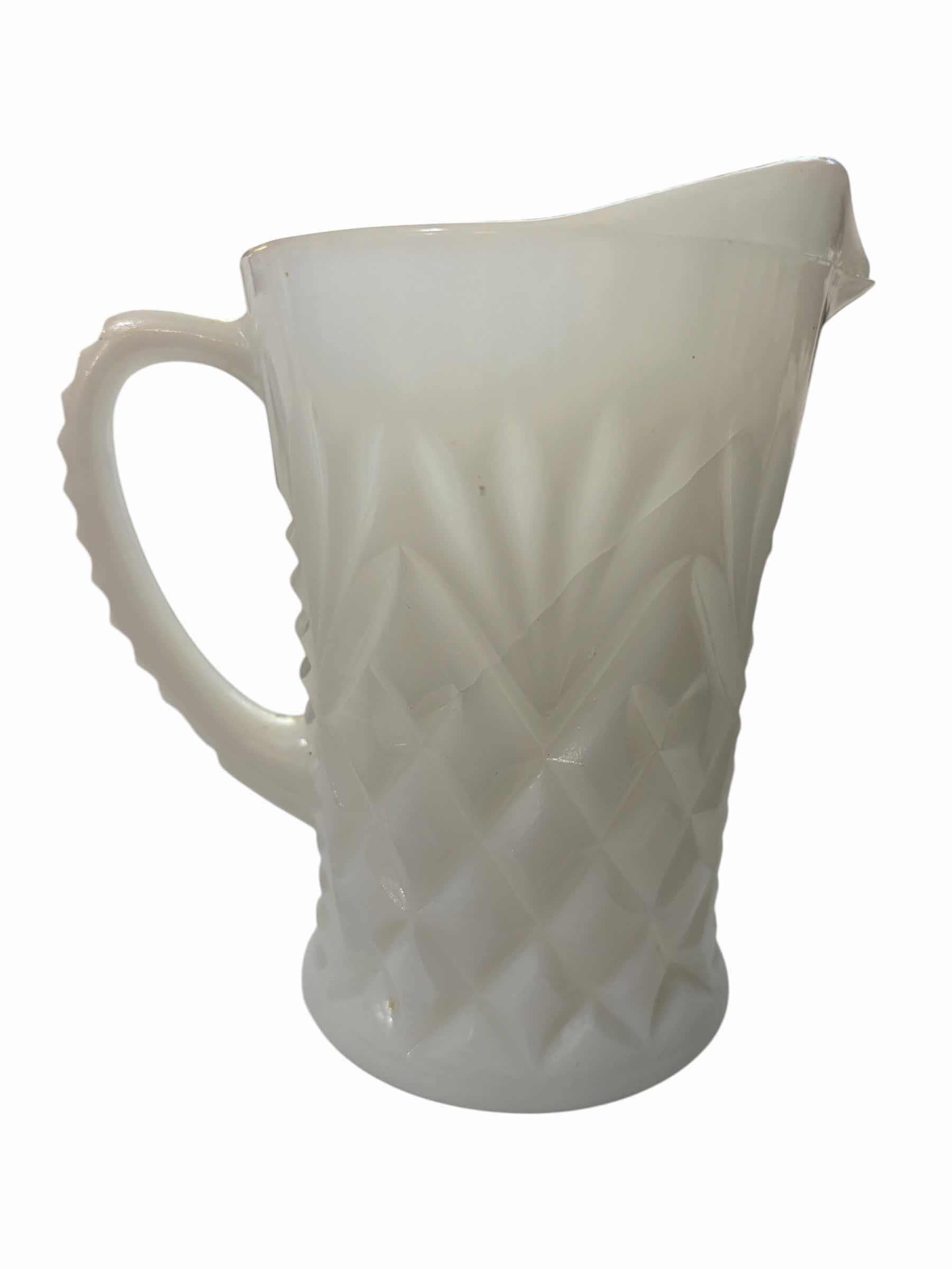 Photo 1 of MILK GLASS GOBLETS H6”, PITCHER & DISH