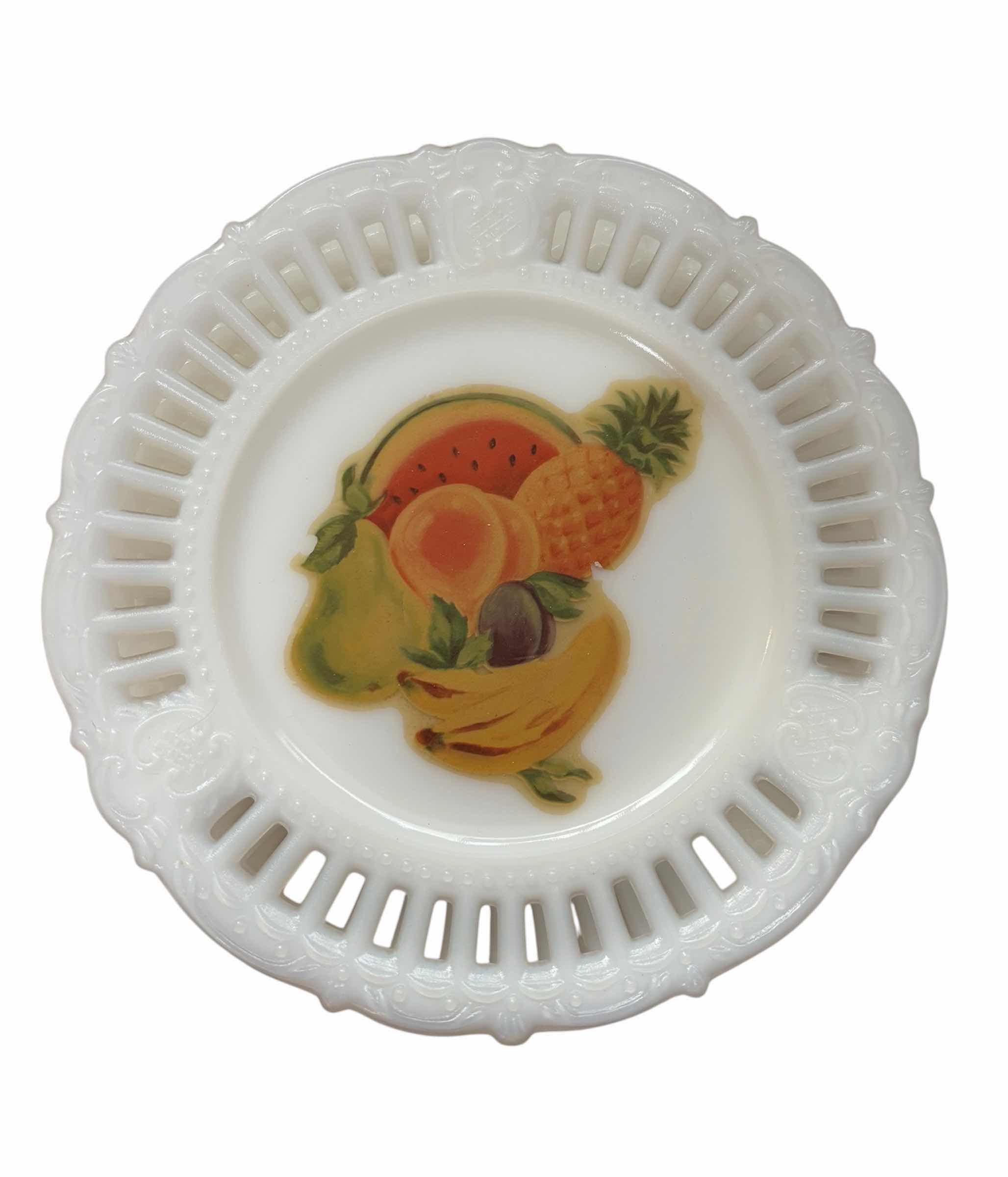 Photo 1 of VINTAGE RETICULATED MILK GLASS DESSERT PLATES (6) D7” $150
