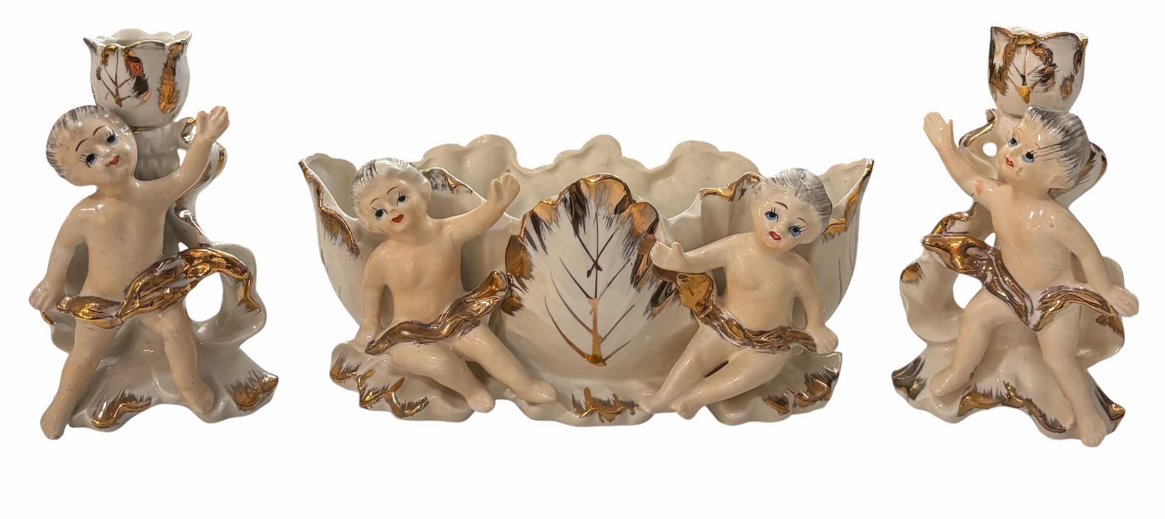 Photo 1 of ROYAL SEALY HOLLYWOOD REGENCY CONSOLE OVAL BOWL & MATCHING CANDLESTICKS (2) $60