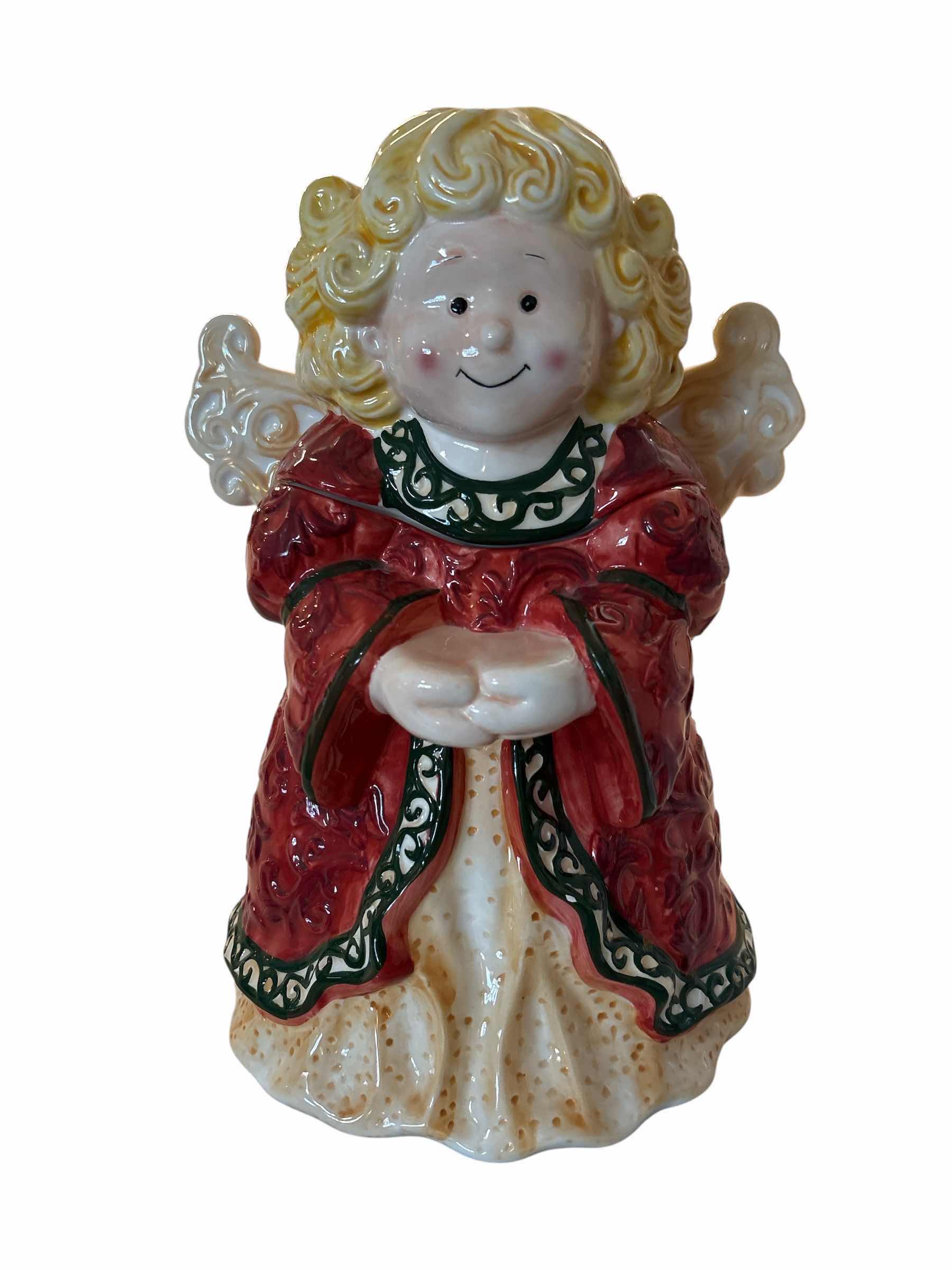 Photo 1 of (2)PCS VINTAGE PACIFIC RIM SNOWMAN W WREATH & ANGEL COOKIE CAR H10”