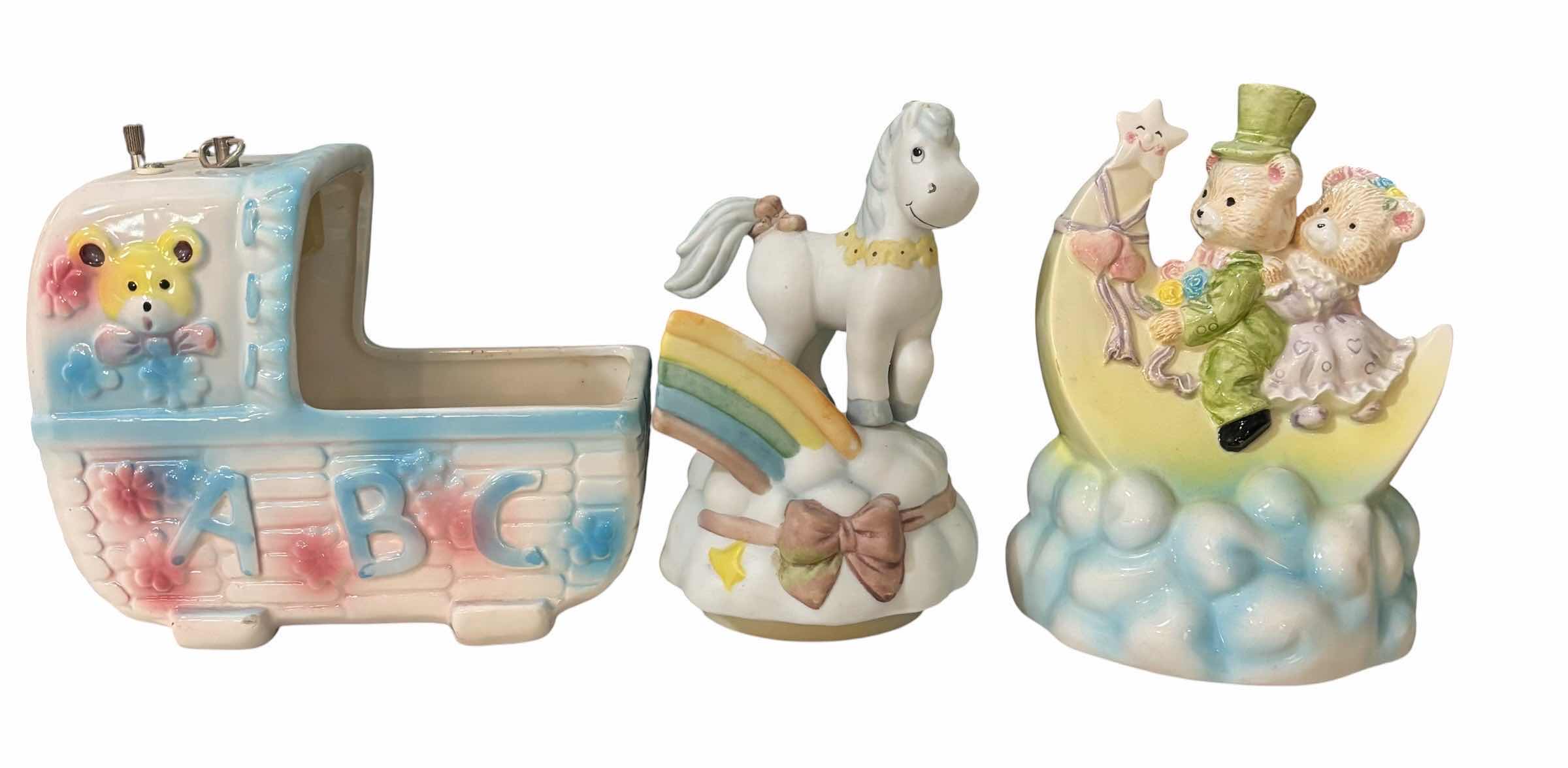 Photo 1 of BABY THEMED VINTAGE MUSICAL BOXES (3) H6”
