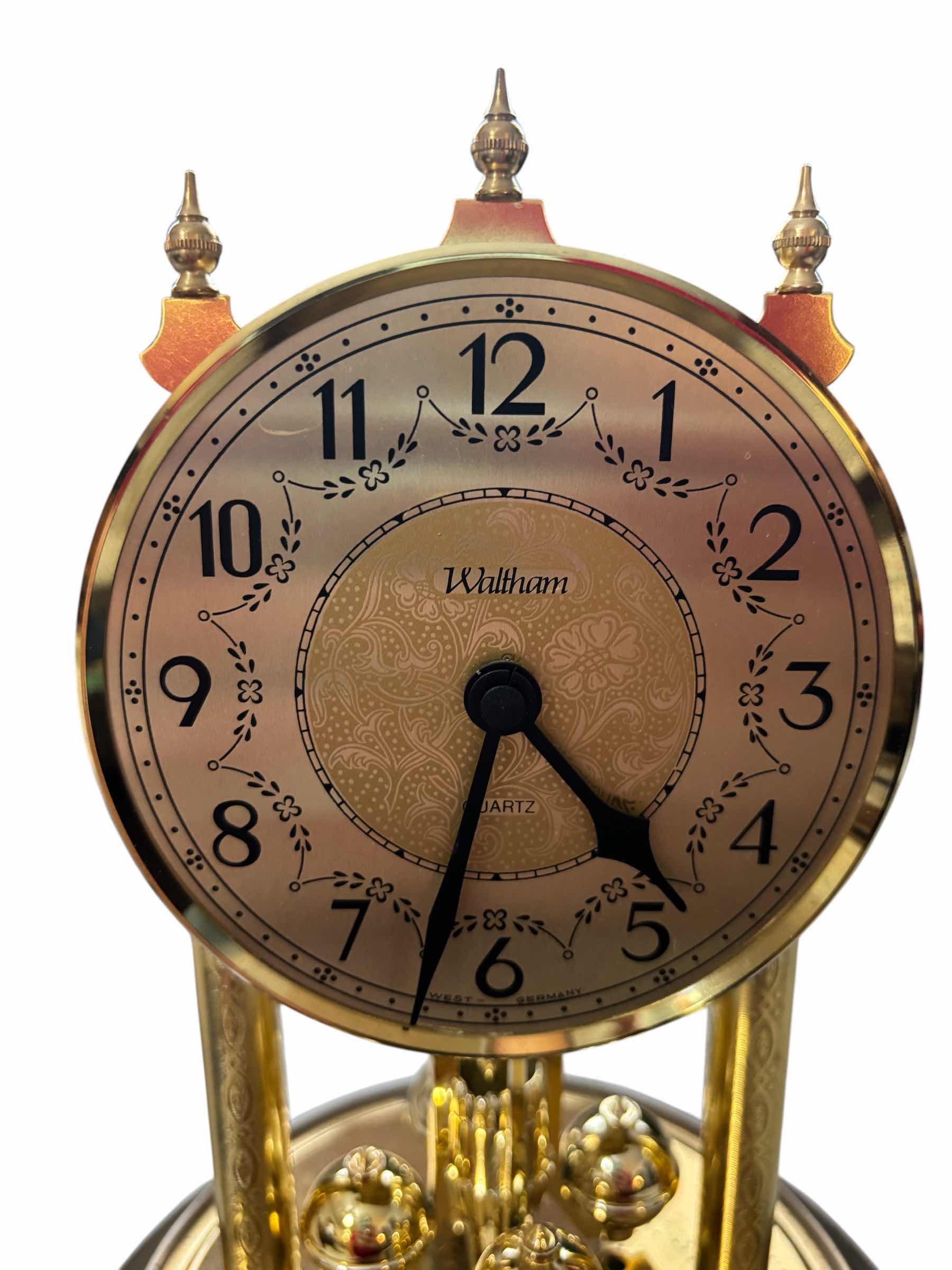 Photo 1 of WALTHAM GLASS DOME MANTEL CLOCK H9” IN ORIGINAL BOX