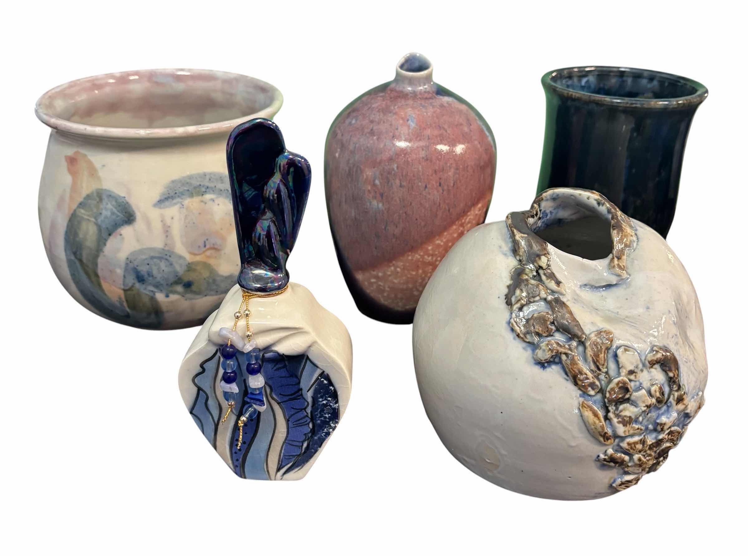Photo 1 of STUDIO POTTERY VASES & DECOR - 5 PIECES