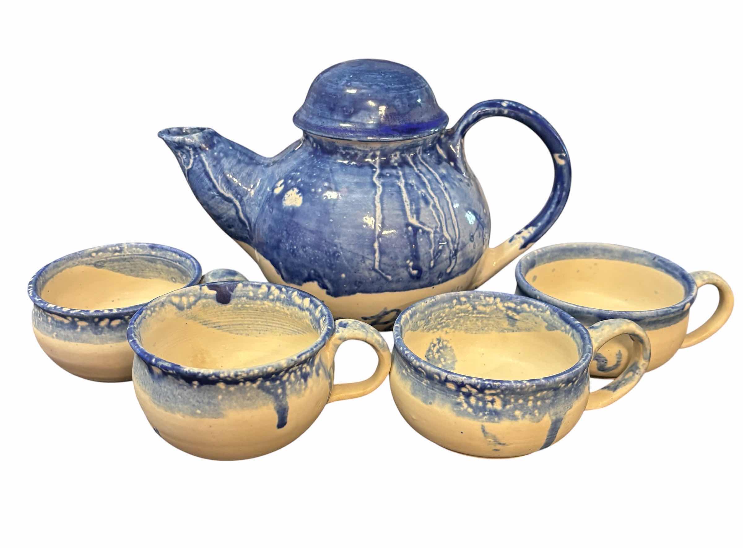 Photo 1 of STUDIO POTTERY - TEAPOT & 4 CUPS
