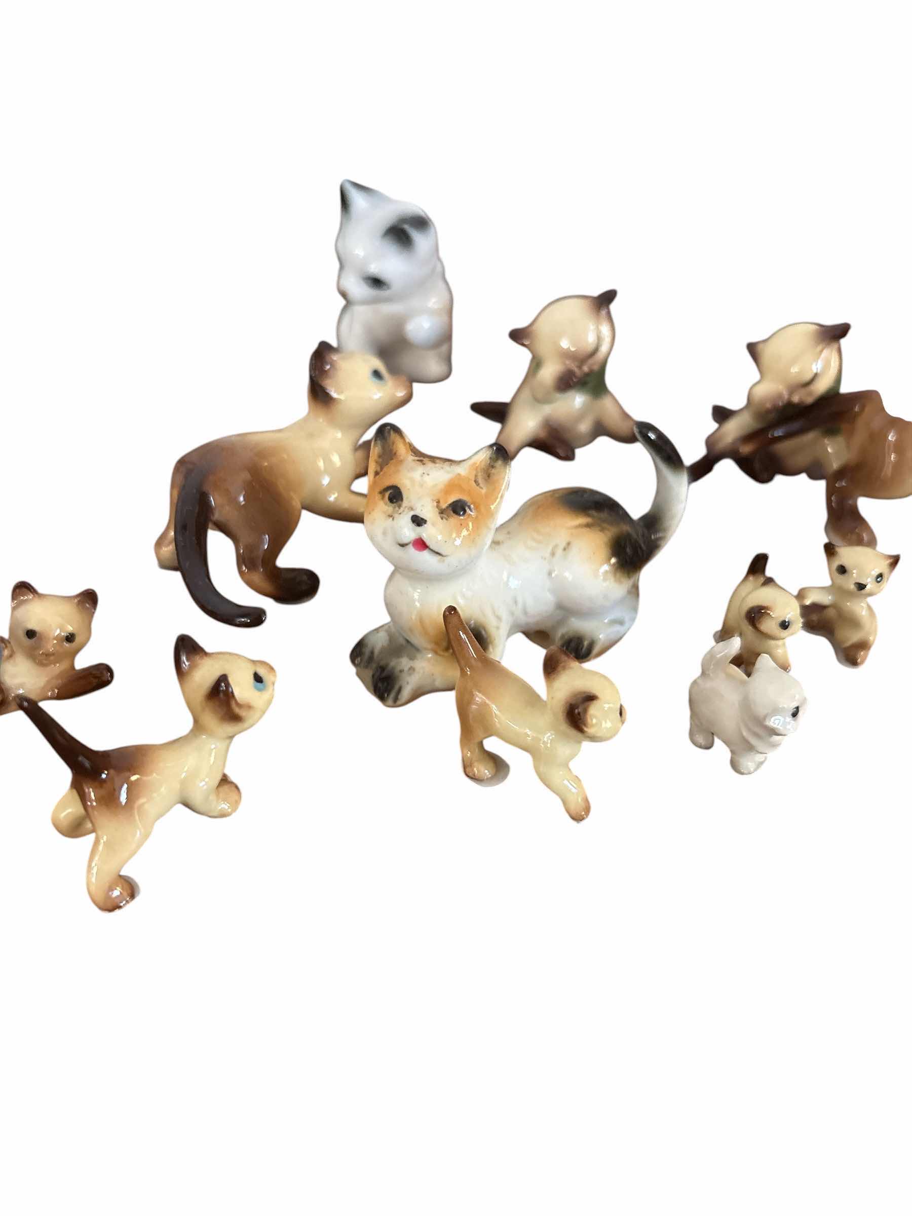 Photo 1 of (12)PCS PORCELAIN CAT FIGURINES H2”