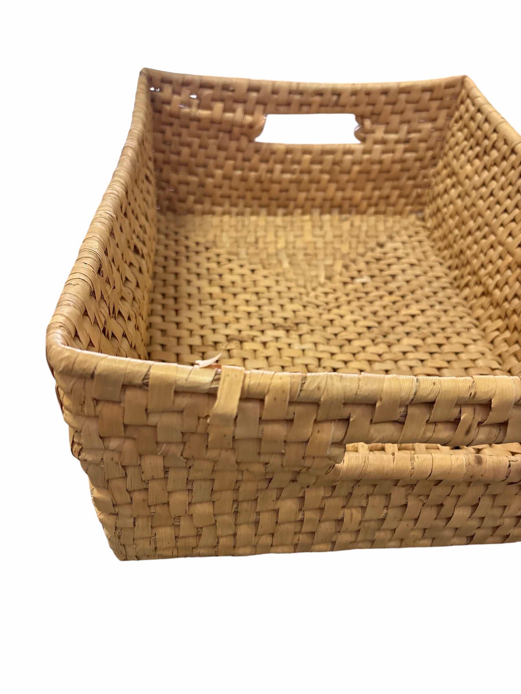 Photo 1 of (3)PCS RATTAN STORAGE BASKETS 16.5”X12.5”H6”