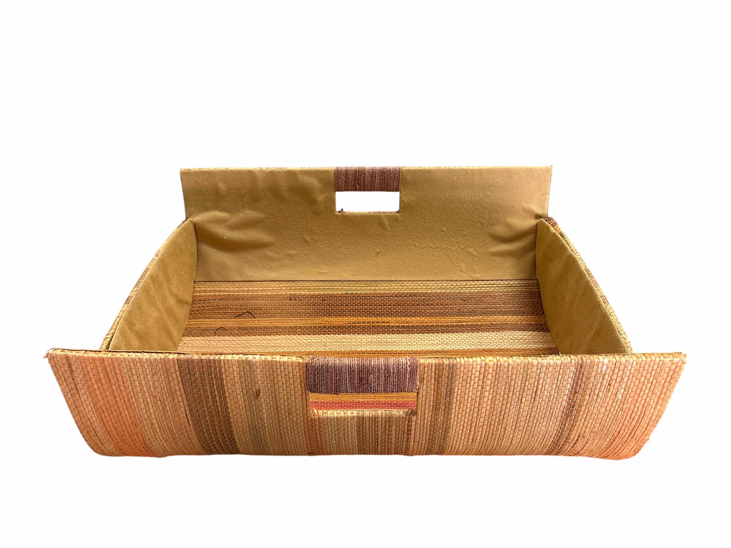Photo 1 of (2)PCS WOODEN TRAY & BASKET W HANDLE H14”