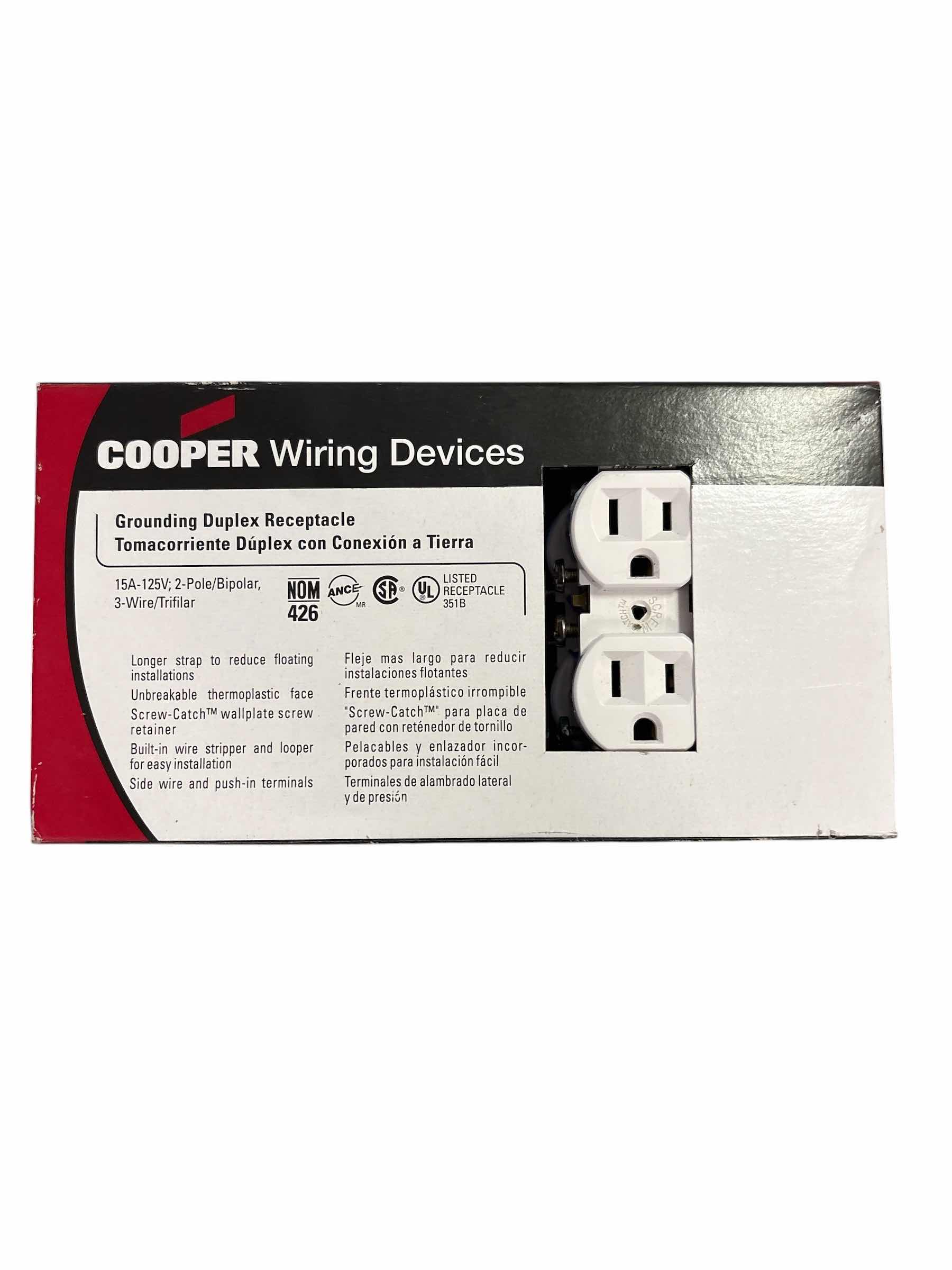 Photo 1 of (20)PCS COOPER WIRING GROUNDING DUPLEX RECEPTACLE