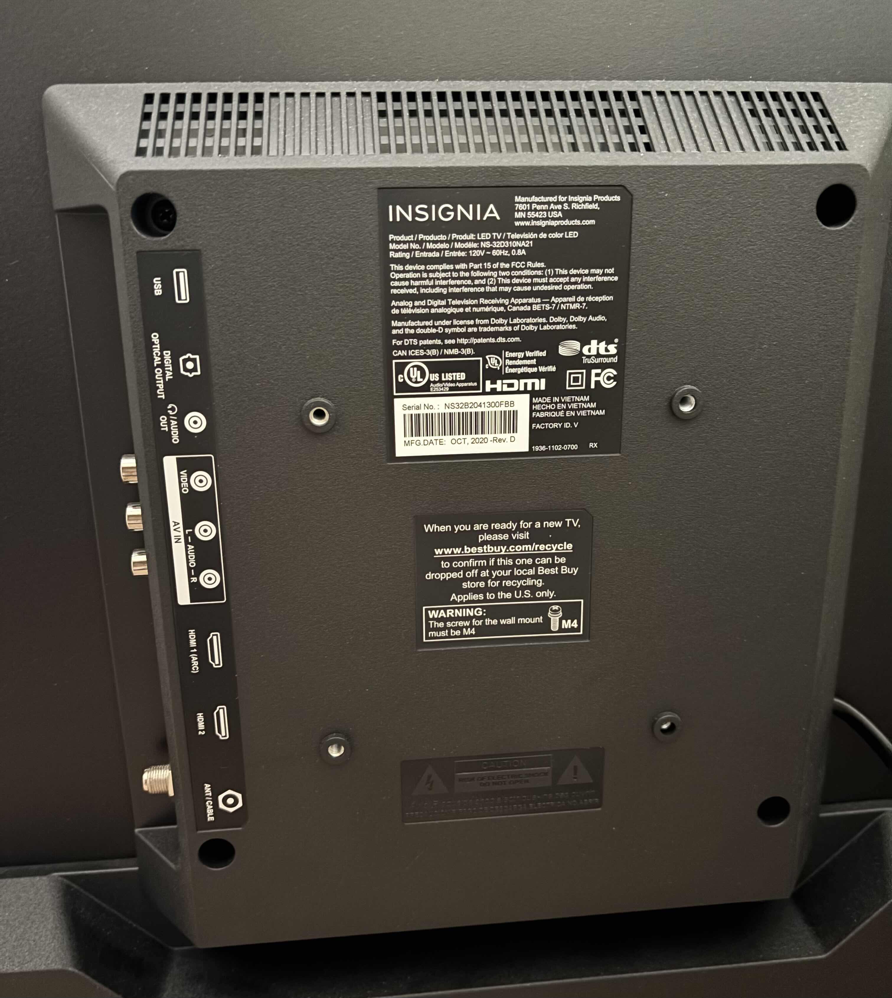 Photo 1 of 32” INSIGNIA TV (NO REMOTE)