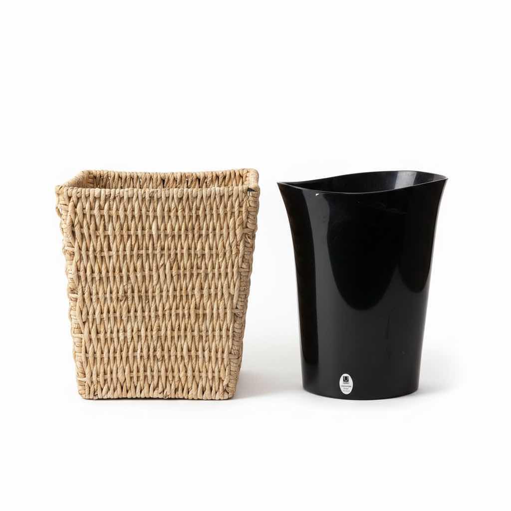 Photo 1 of WICKER STOOL, TRASH CANS (2) & BATHROOM SCALE