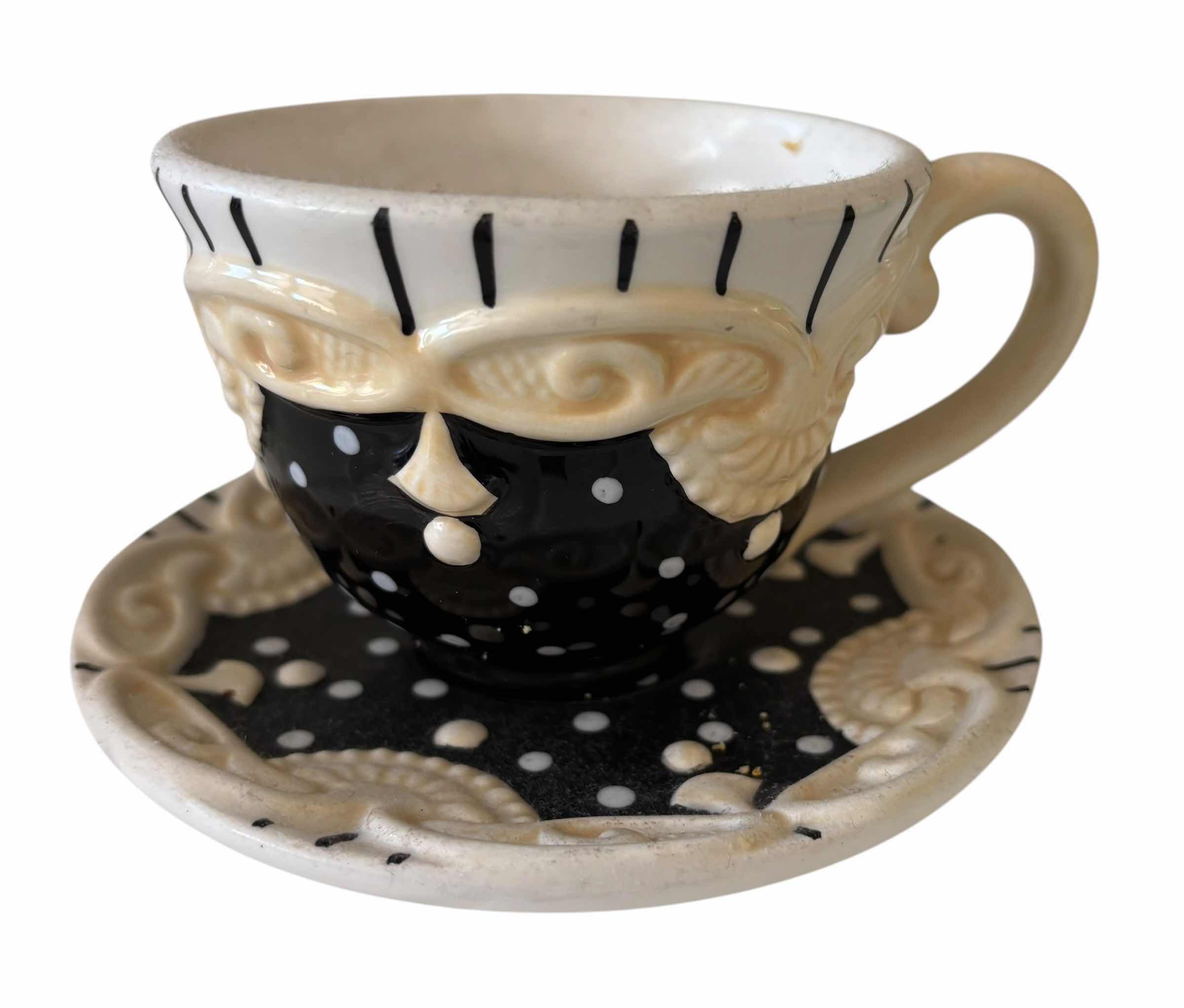 Photo 1 of INTERAMERICAN PORCELAIN TEAPOT & DECORATIVE TEA CUPS & SAUCERS (2)