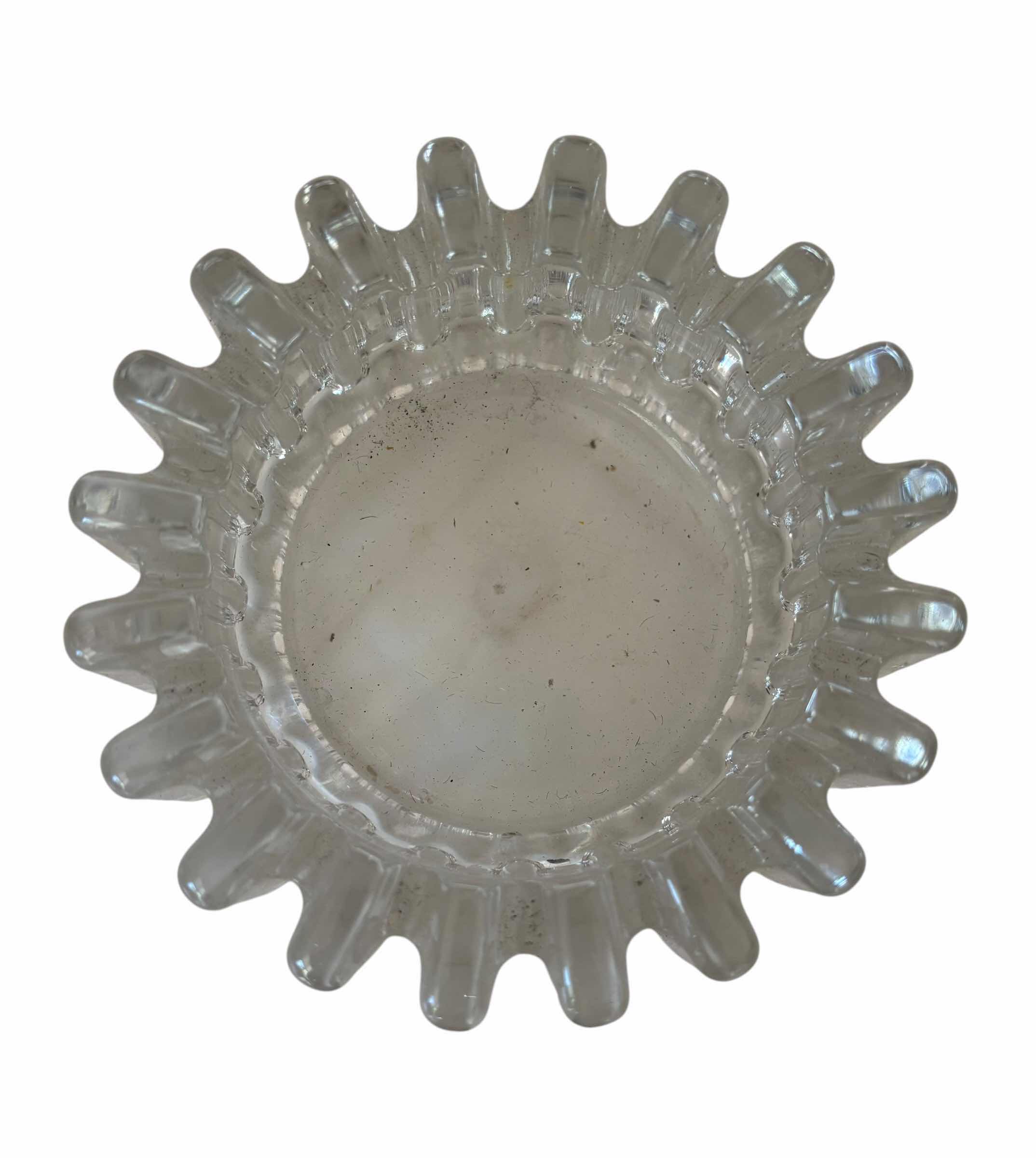 Photo 1 of VINTAGE HEAVY GLASS ASHTRAY 5”D