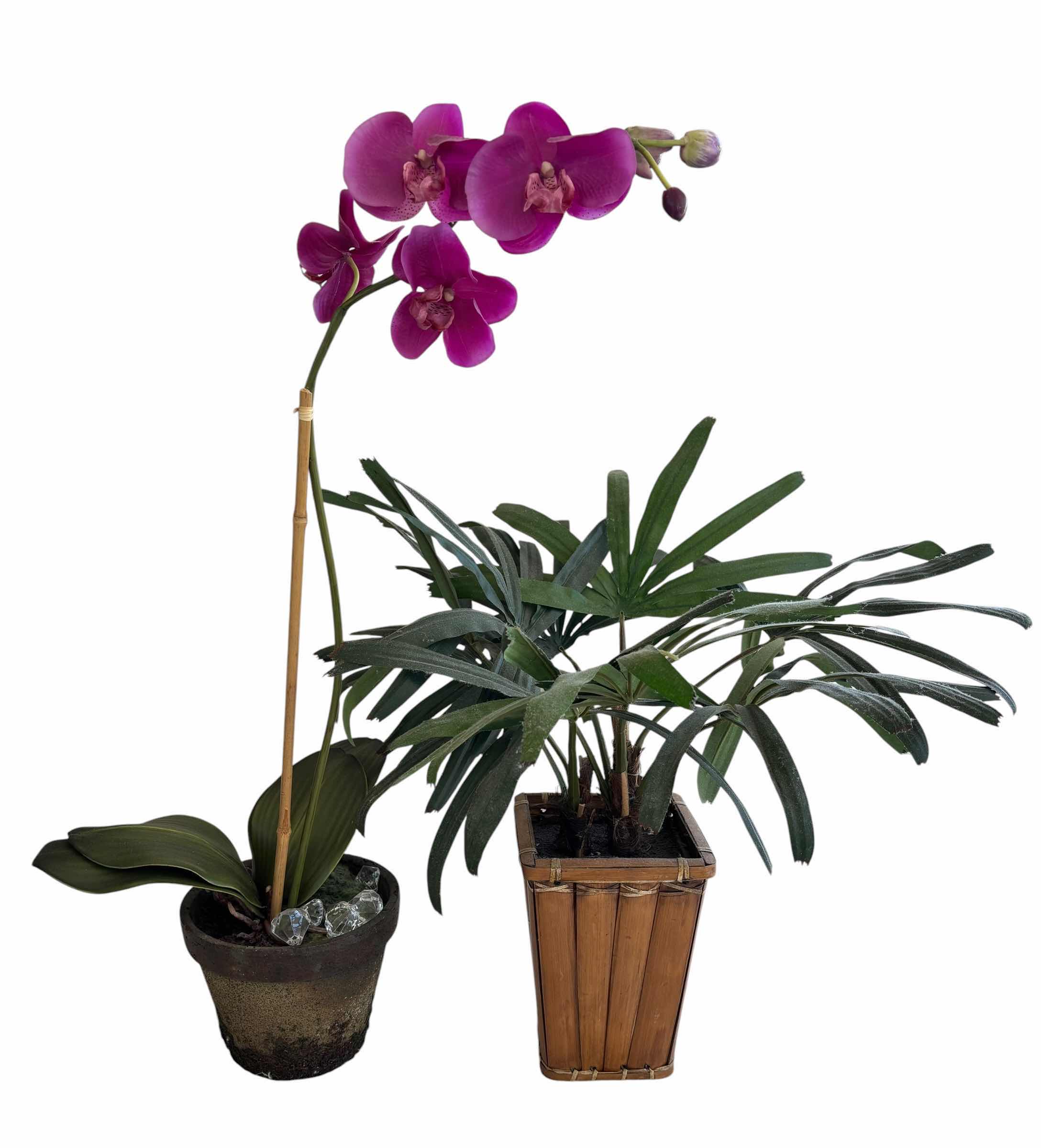 Photo 1 of ARTIFICIAL PLANTS (2) ORCHID H28” & PALM H21”