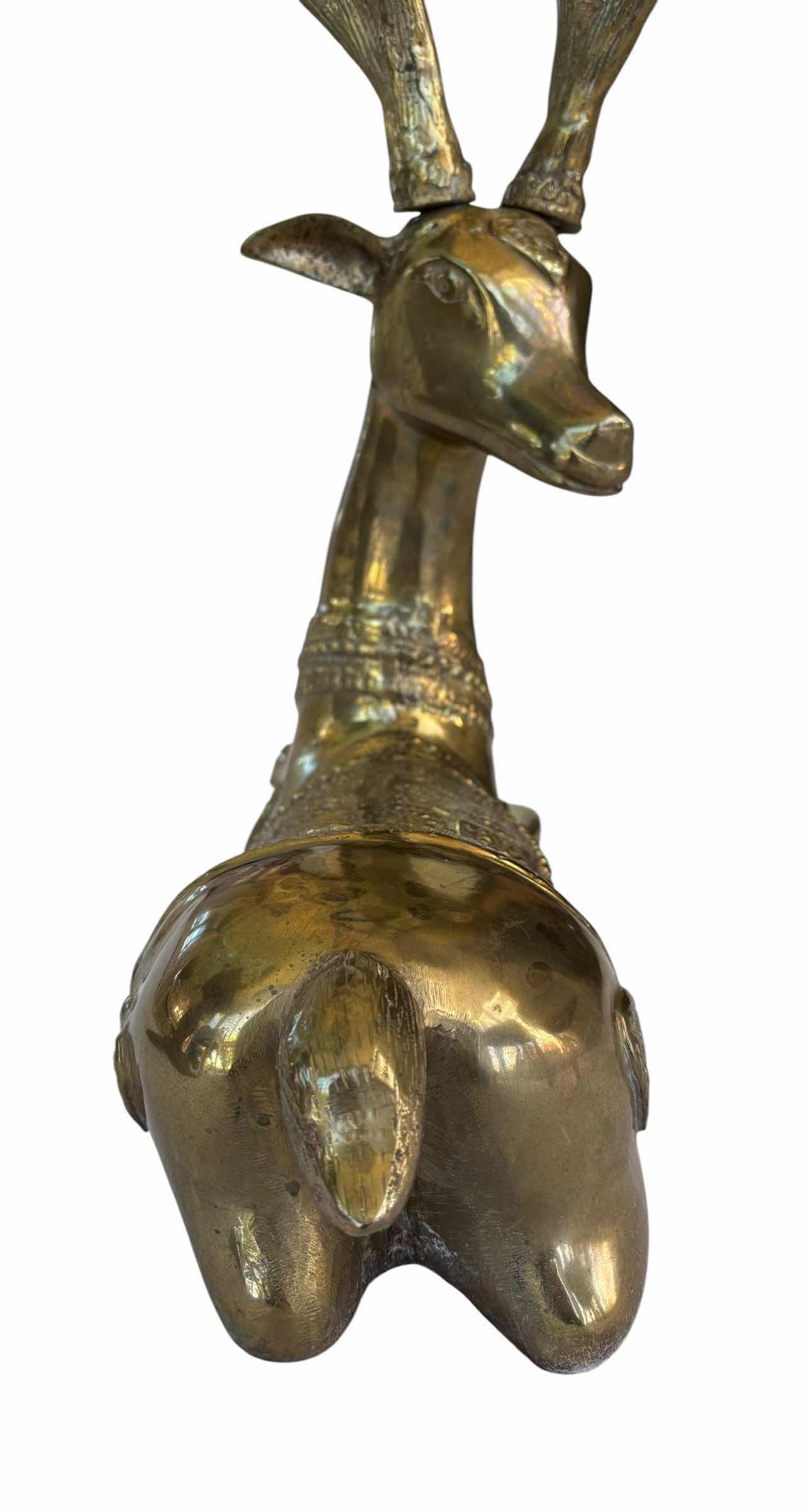 Photo 1 of VINTAGE HOLLYWOOD REGENCY STYLE BRASS DEER SCULPTURE H24” $2000