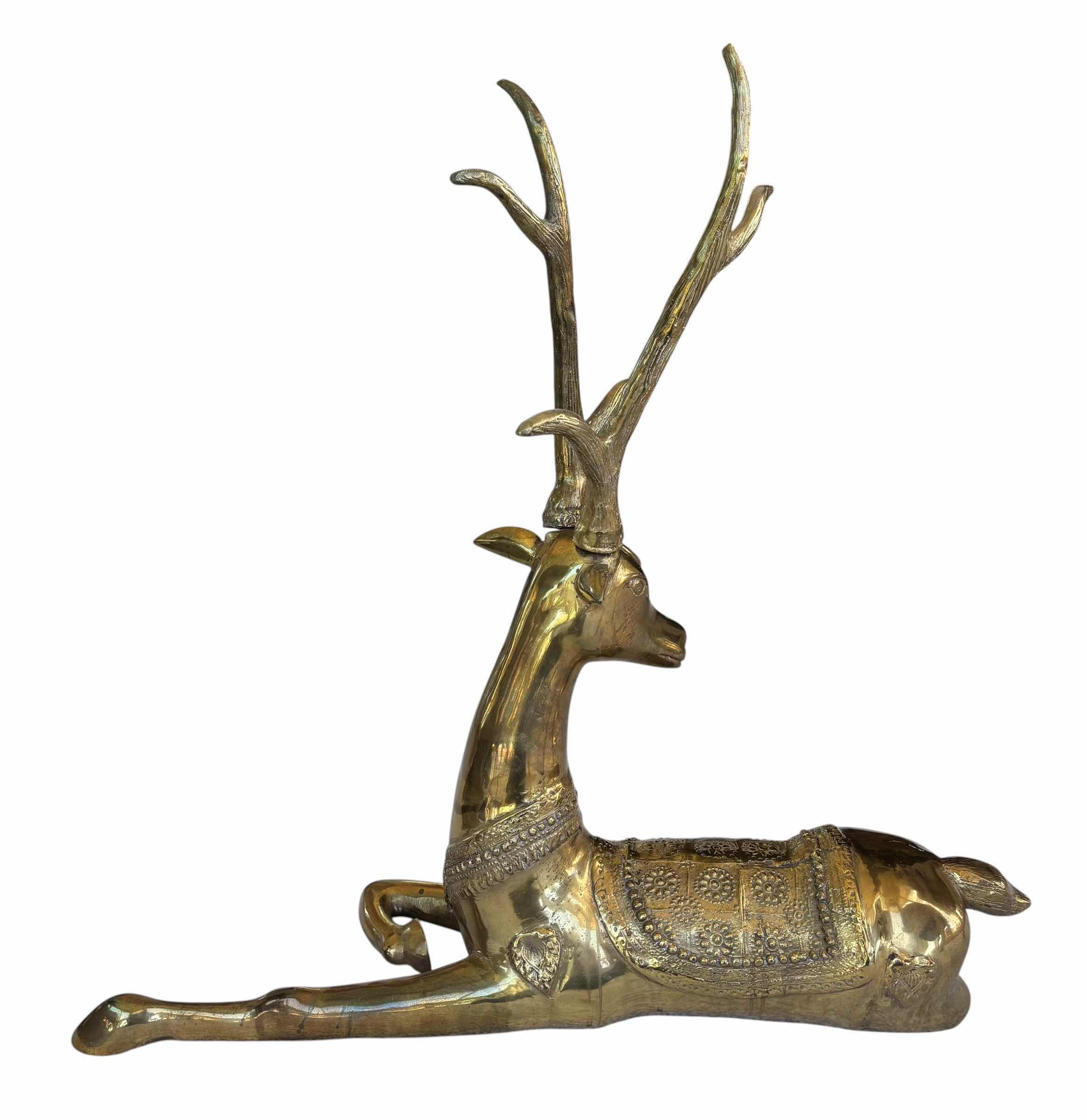 Photo 1 of VINTAGE HOLLYWOOD REGENCY STYLE BRASS DEER SCULPTURE H24” $2000