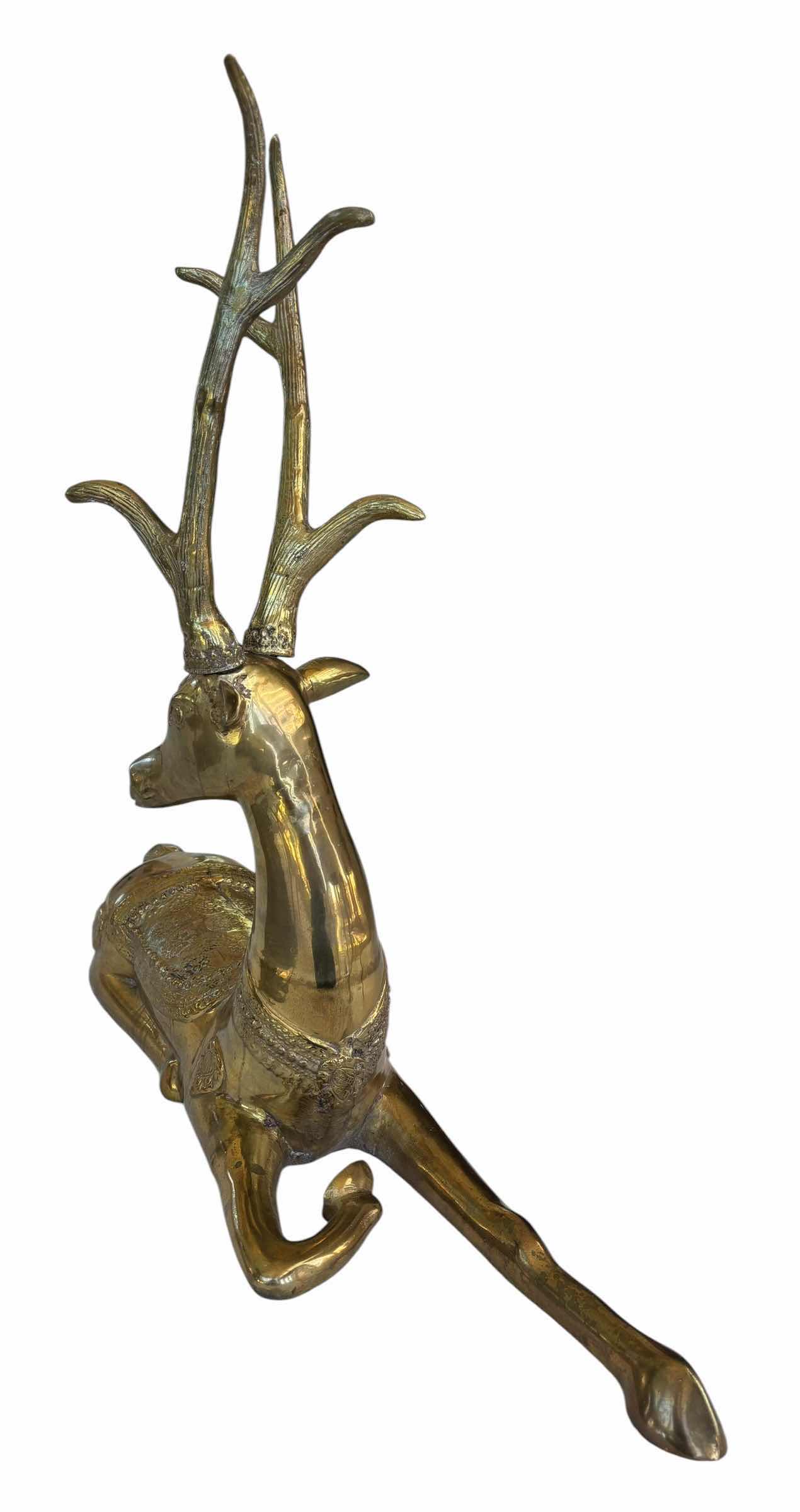 Photo 1 of VINTAGE HOLLYWOOD REGENCY STYLE BRASS DEER SCULPTURE H24” $2000