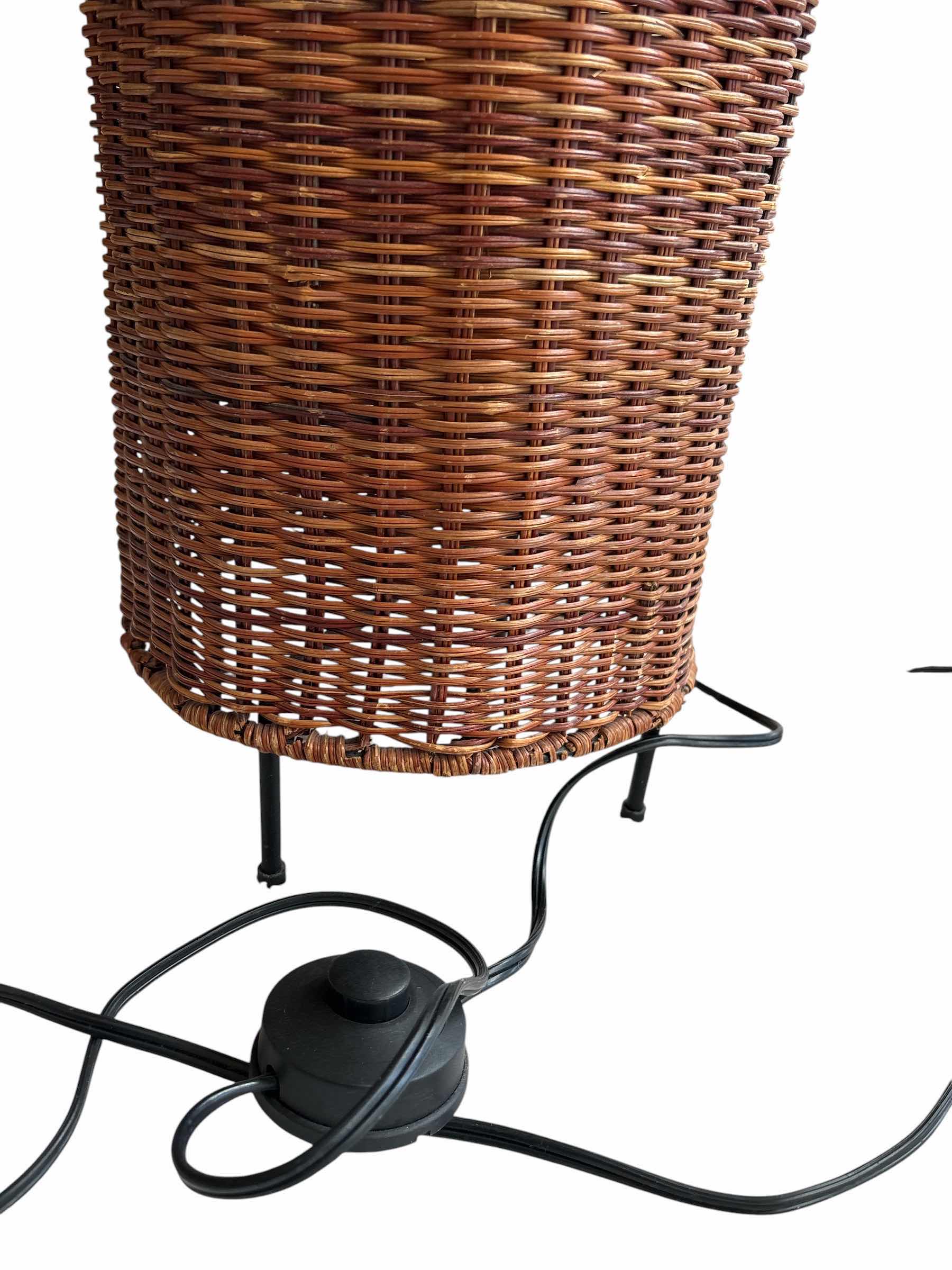 Photo 1 of TALL WICKER/RATTAN FLOOR LAMP W FOOT SWITCH H31.5” $1273