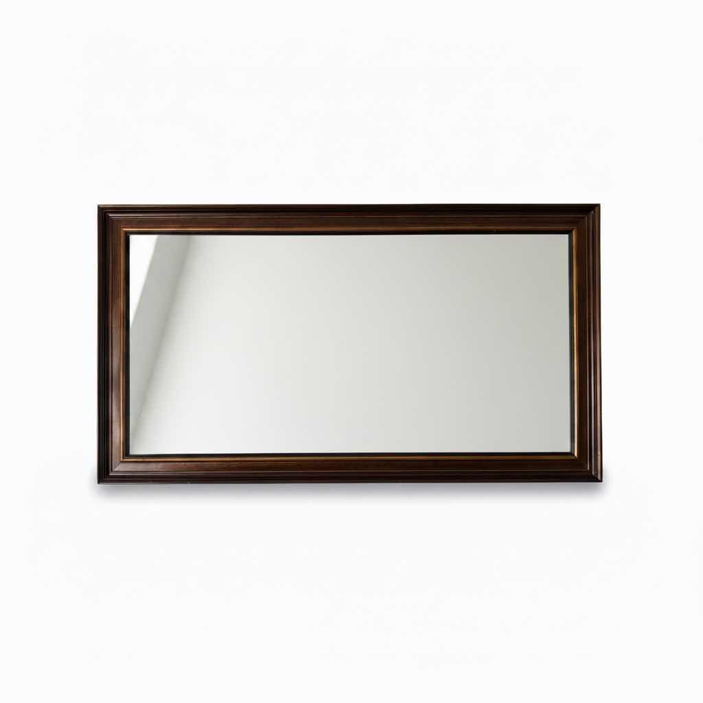 Photo 1 of OVERSIZED RECTANGULAR WALL MIRROR W BEVELED DARK WOOD FRAME 81”X43”H3”  $750