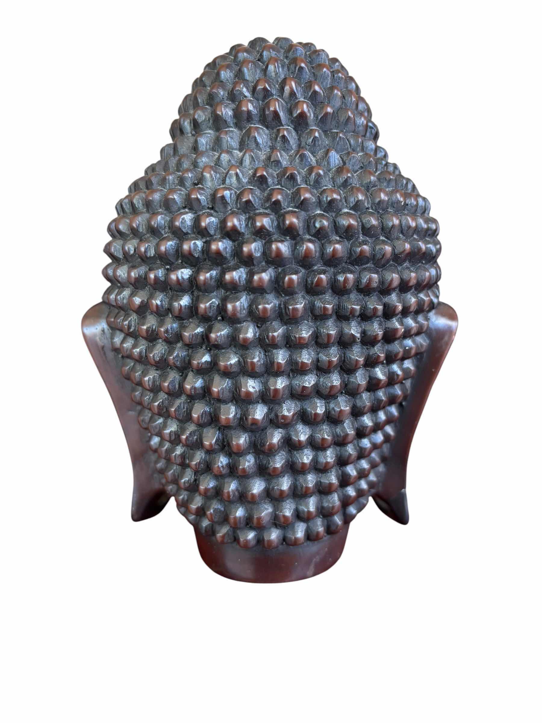 Photo 1 of DECORATIVE BUDDHA HEAD SCULPTURES (3) H5.5”