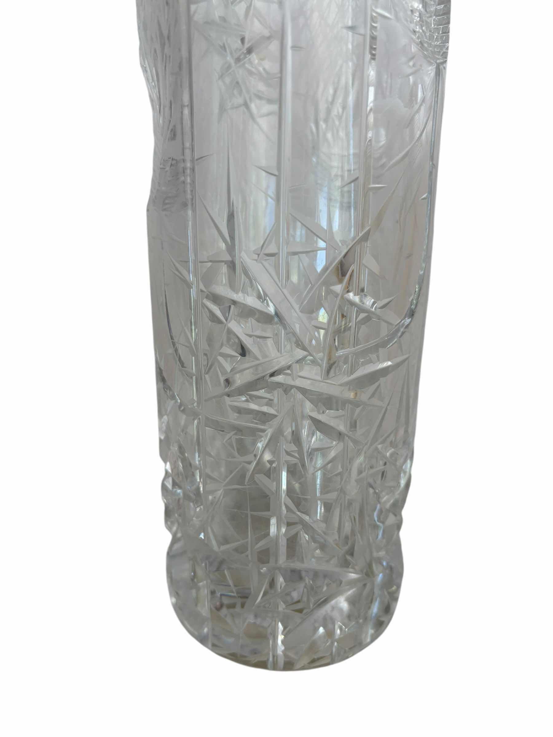 View 2 of JOSEPH SVARC DECO CRYSTAL VASE ENGRAVED CUT GLASS H14” $675