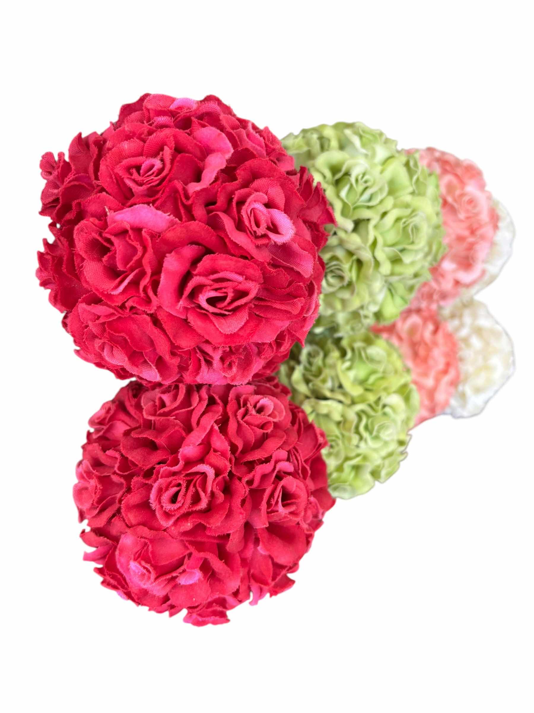 Photo 1 of DECORATIVE ARTIFICIAL ROSE KISSING BALLS (8) 4”D