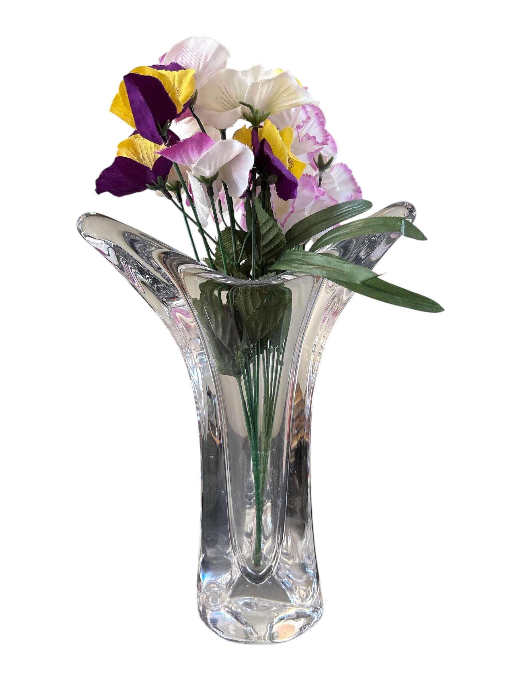 Photo 1 of (2)PCS FAUX FLORAL ARRANGEMENT IN GLASS VASES H13”