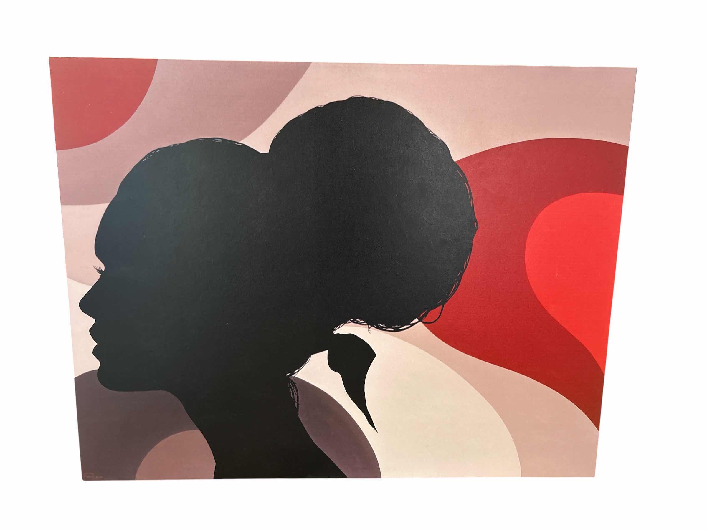 Photo 1 of MODERN ABSTRACT PORTRAIT PAINTING OF WOMAN IN PROFILE ON CANVAS WALL ART 40”X31.5”