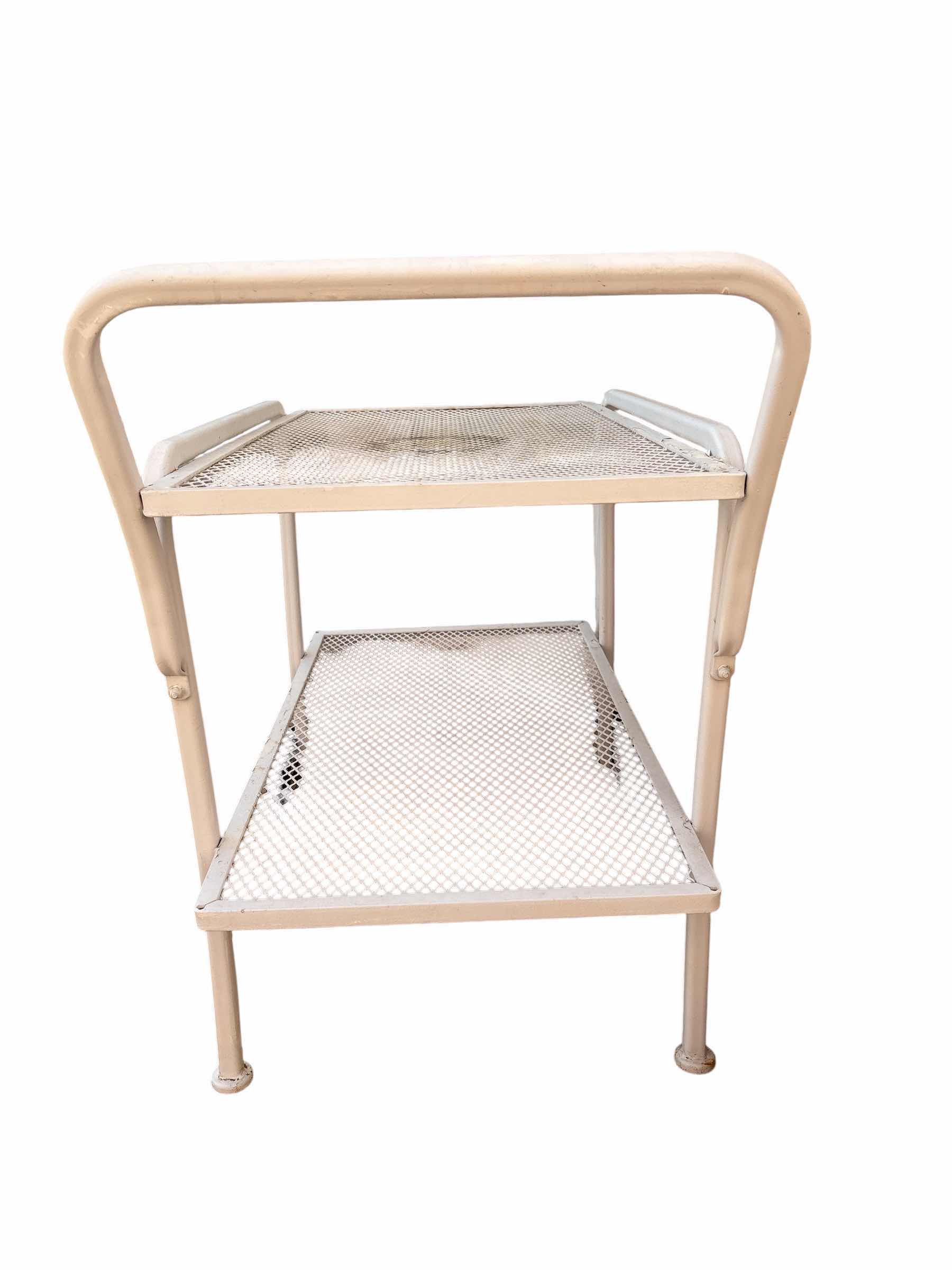 Photo 1 of VINTAGE WHITE WROUGHT IRON TEA-BAR CART 32”X19”H31”