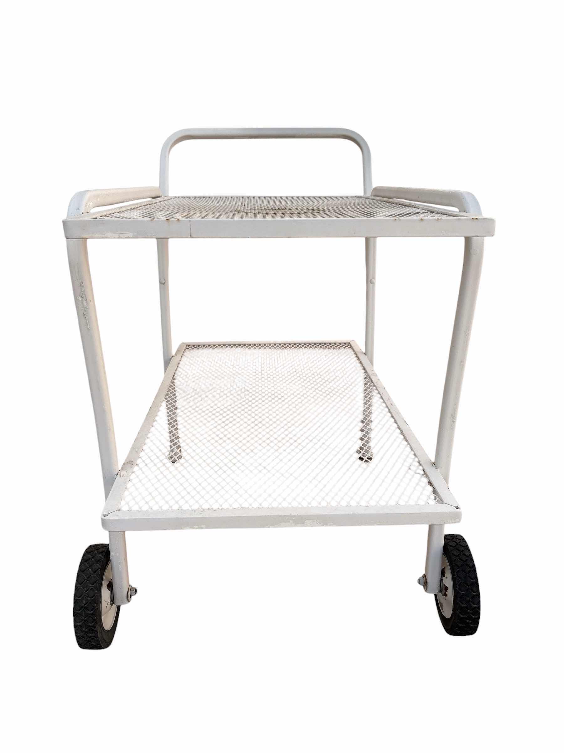 Photo 1 of VINTAGE WHITE WROUGHT IRON TEA-BAR CART 32”X19”H31”