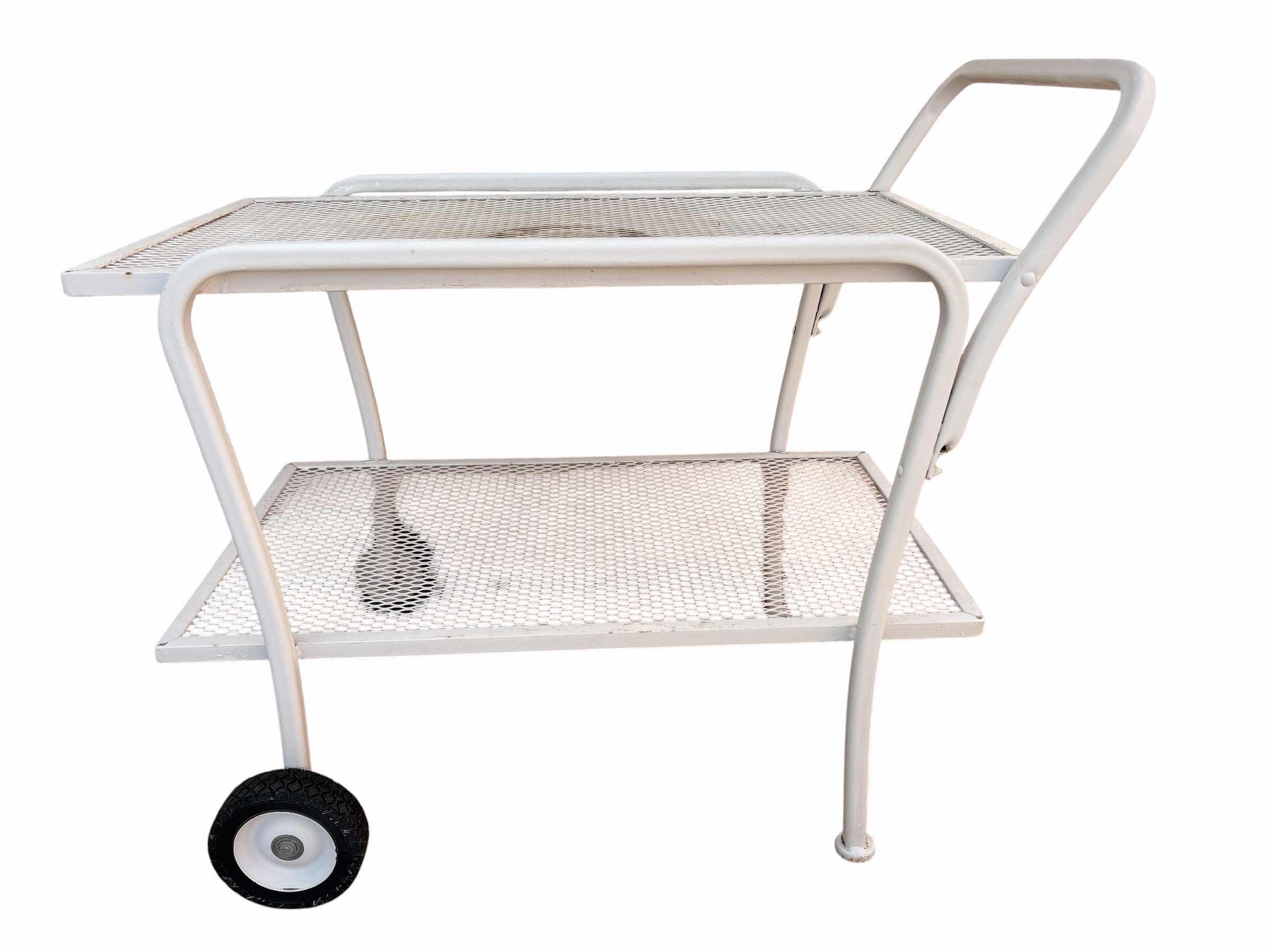 Photo 1 of VINTAGE WHITE WROUGHT IRON TEA-BAR CART 32”X19”H31”